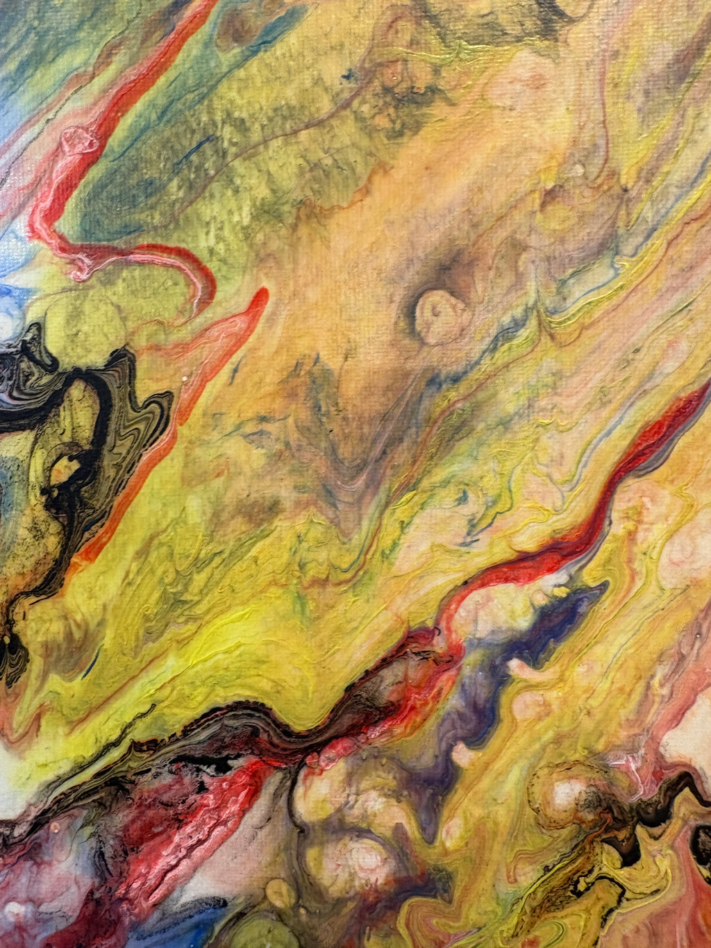 Glorious swirling multicolours - Original Acrylic Abstract painting 40 x 50 cm