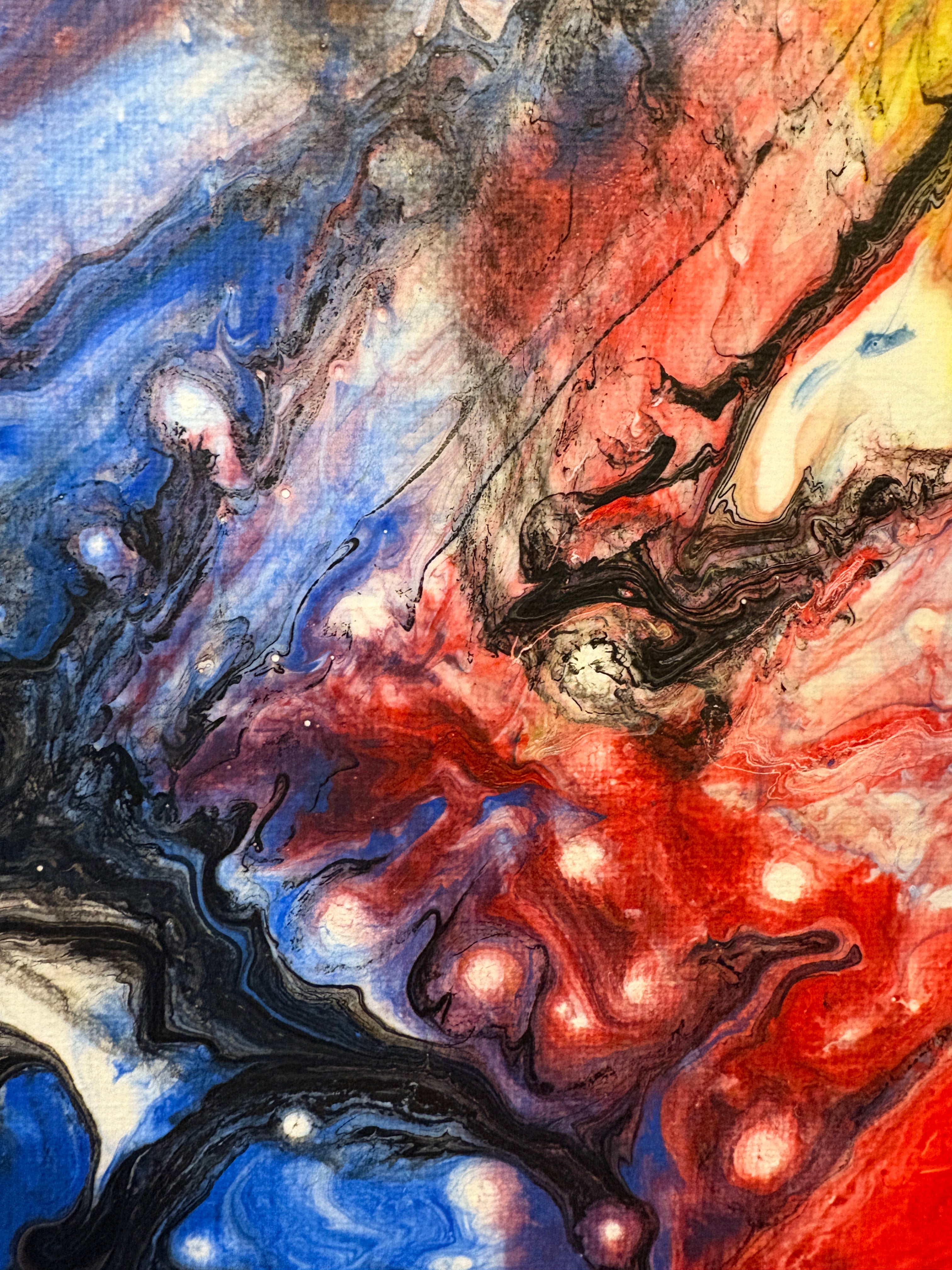 Glorious swirling multicolours - Original Acrylic Abstract painting 40 x 50 cm