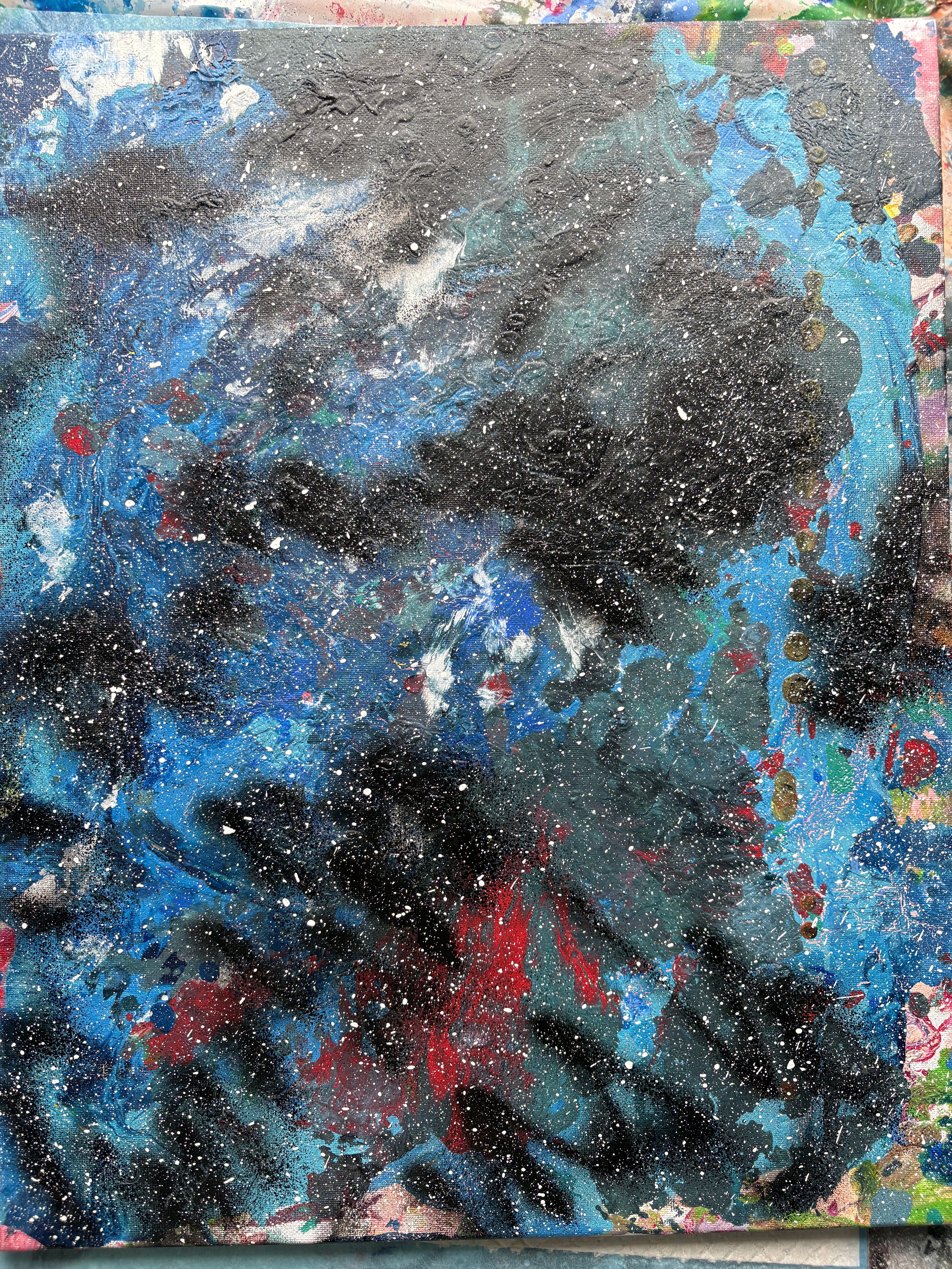Cosmic Multicolour spacescape - Original Acrylic Abstract painting 40 x 50 cm