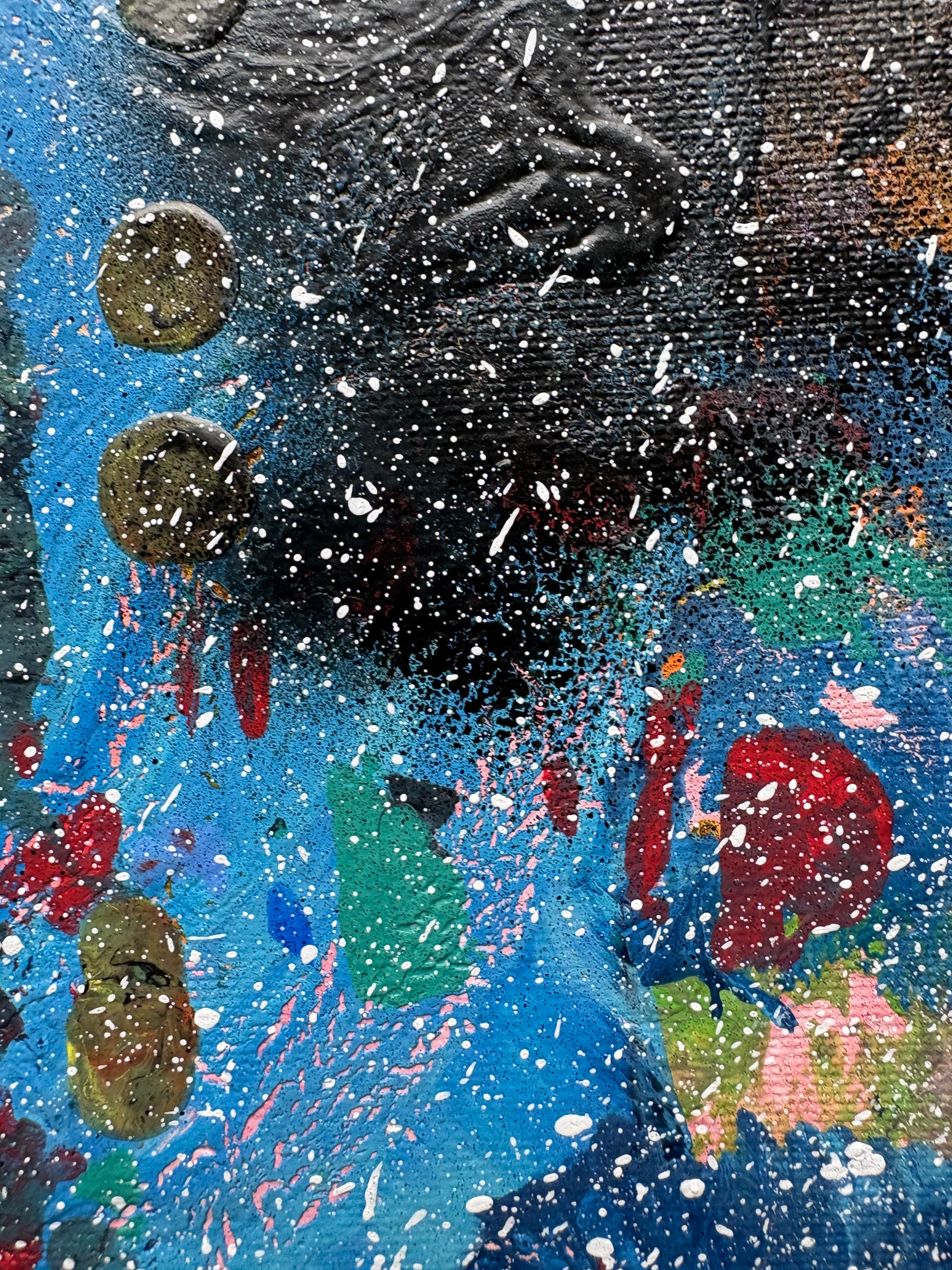 Cosmic Multicolour spacescape - Original Acrylic Abstract painting 40 x 50 cm