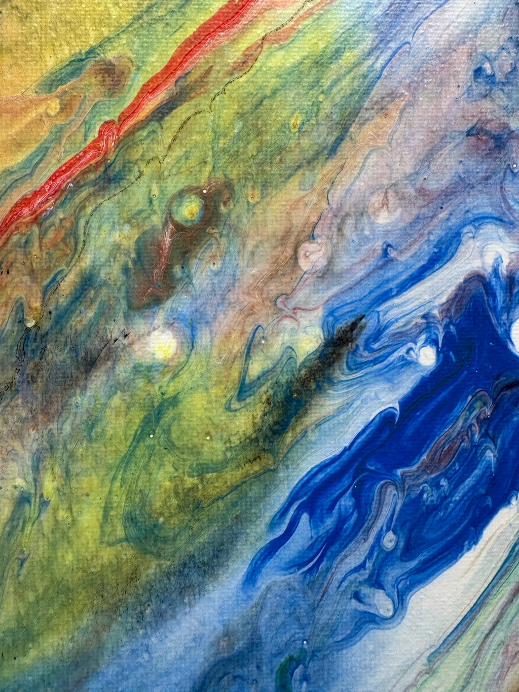 Glorious swirling multicolours - Original Acrylic Abstract painting 40 x 50 cm