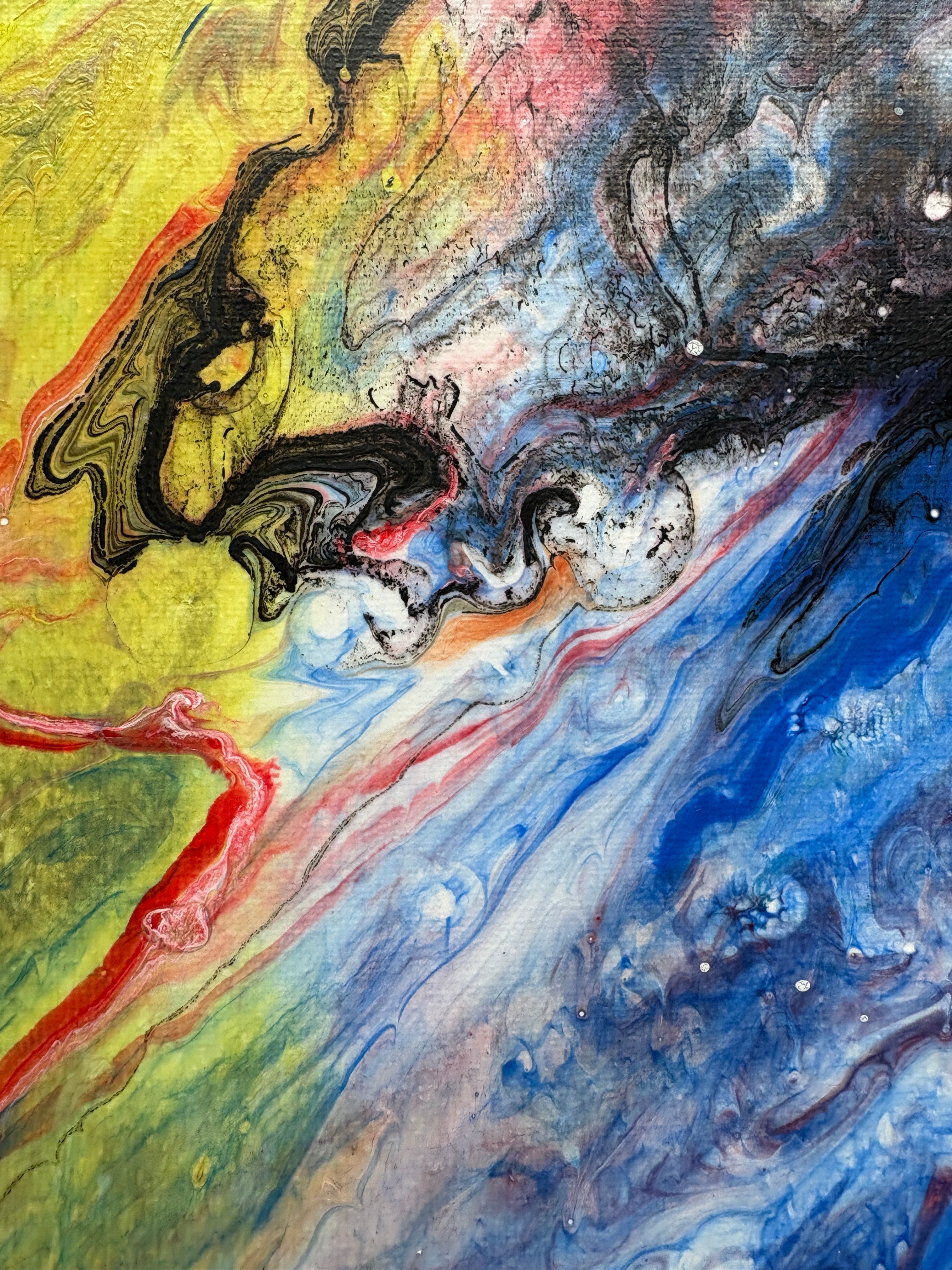 Glorious swirling multicolours - Original Acrylic Abstract painting 40 x 50 cm