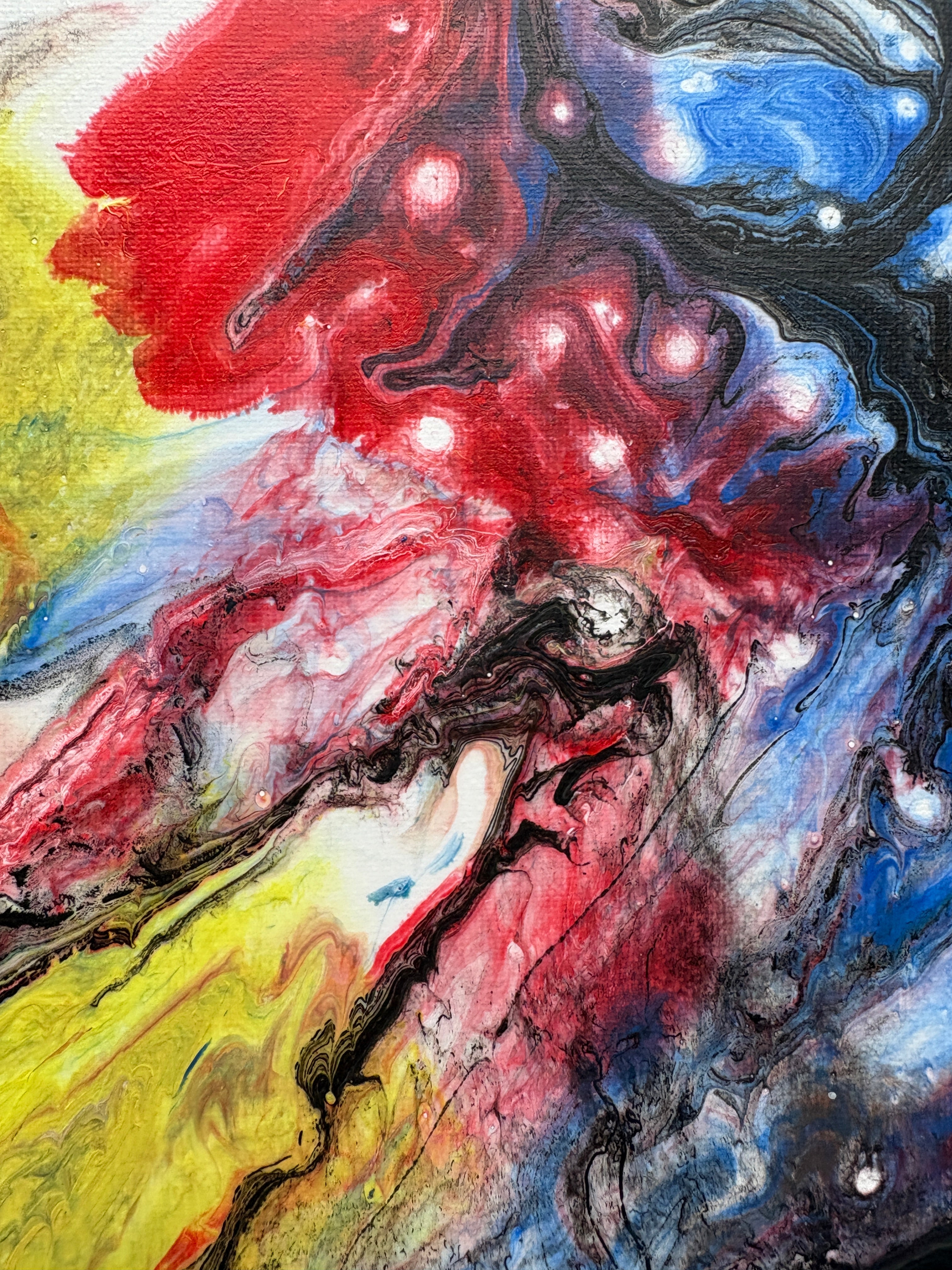 Glorious swirling multicolours - Original Acrylic Abstract painting 40 x 50 cm