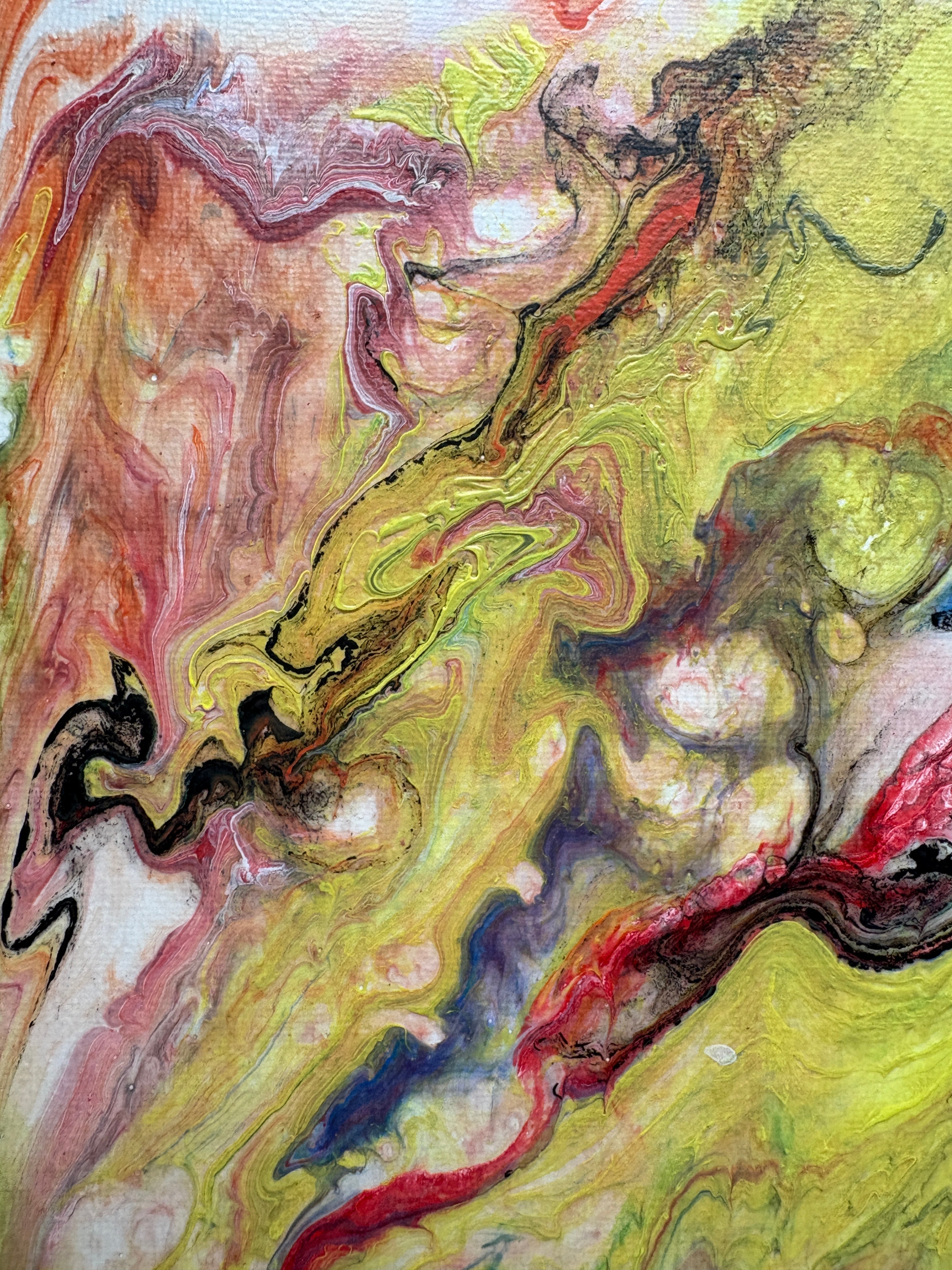 Glorious swirling multicolours - Original Acrylic Abstract painting 40 x 50 cm