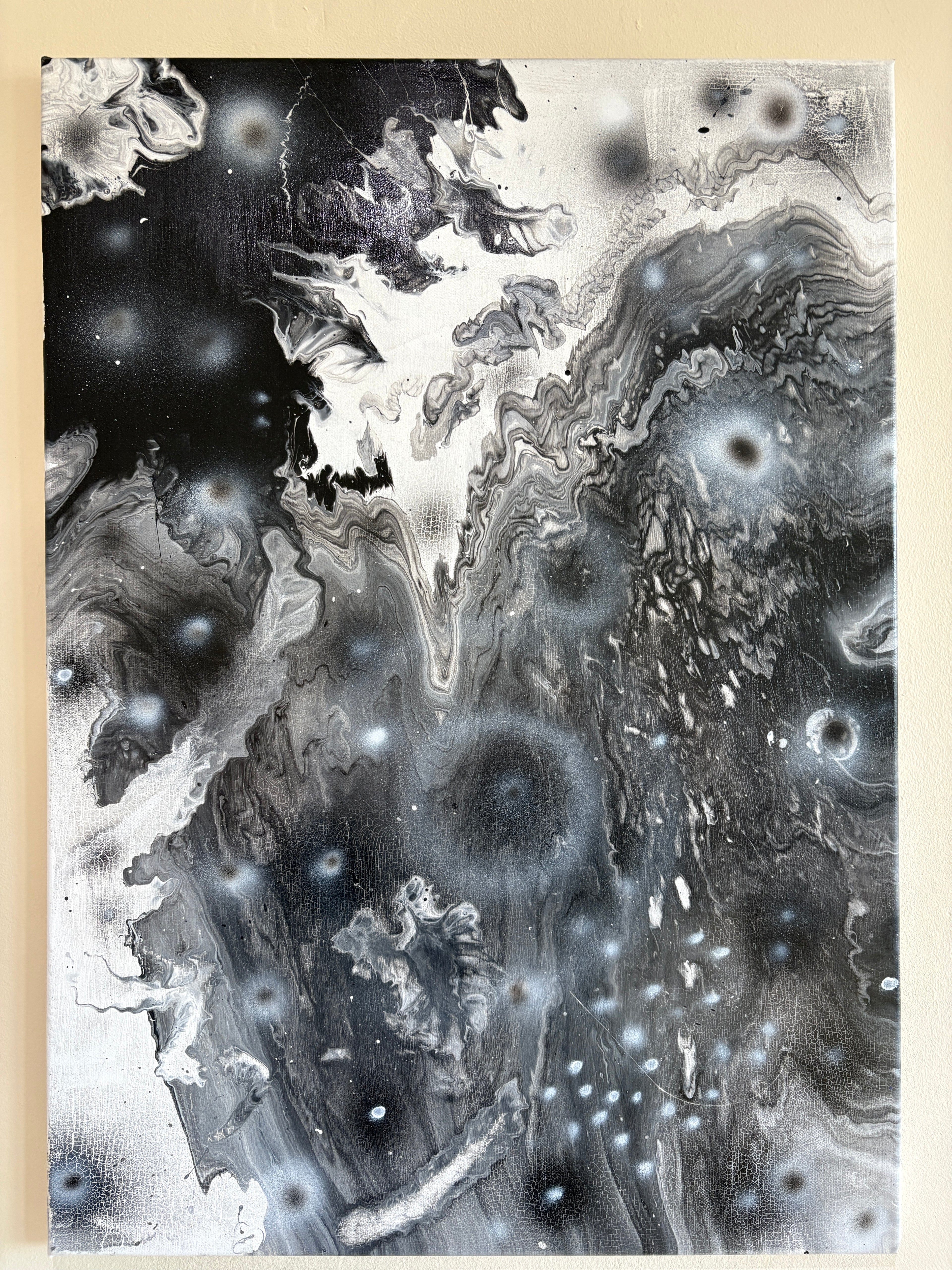 Black & White Chaos - Original Acrylic Abstract painting 70 x 50 cm
