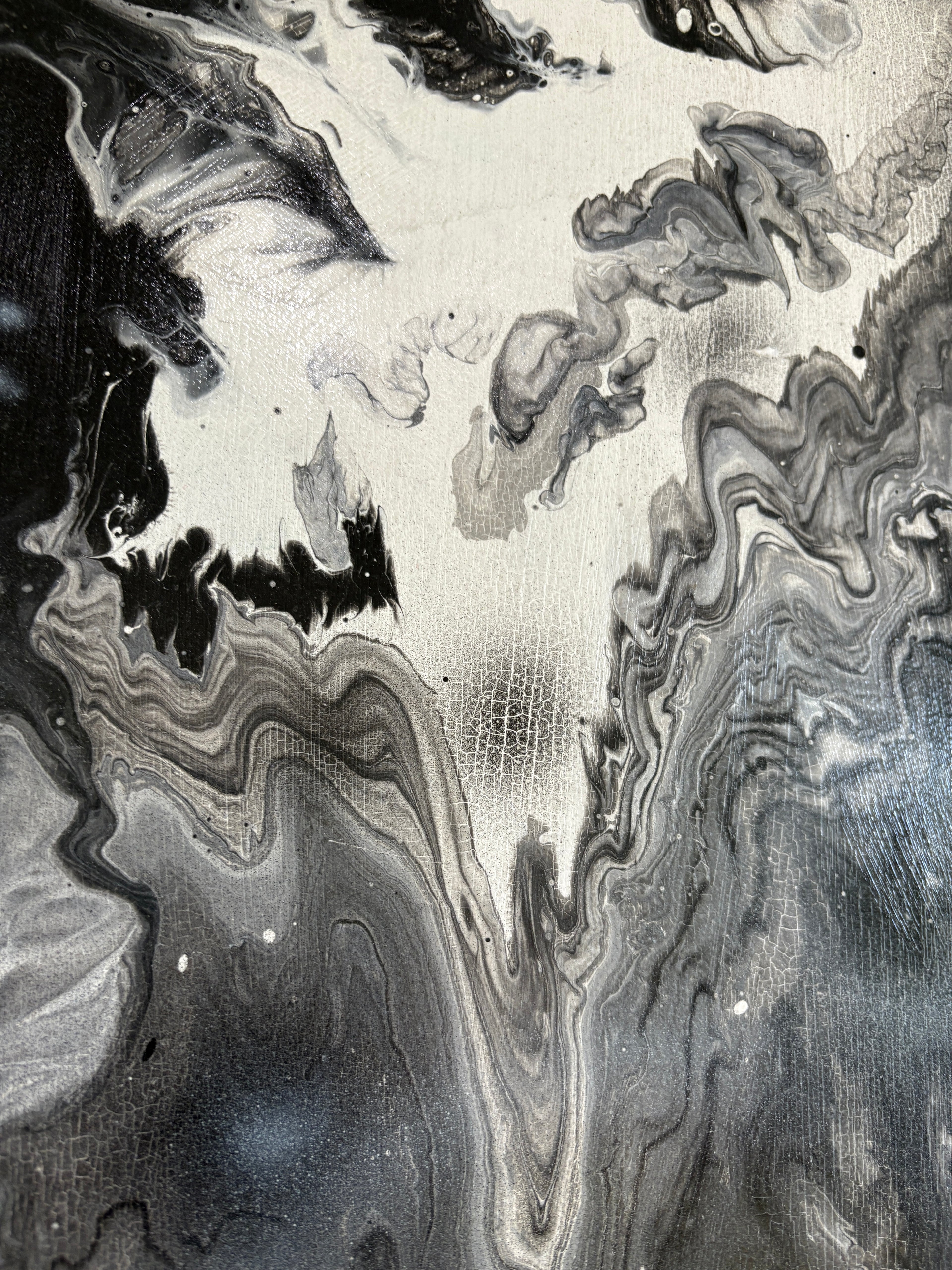 Black & White Chaos - Original Acrylic Abstract painting 70 x 50 cm