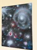 Distant multiple galaxies spacescape - Original Acrylic painting 40 x 30 cm