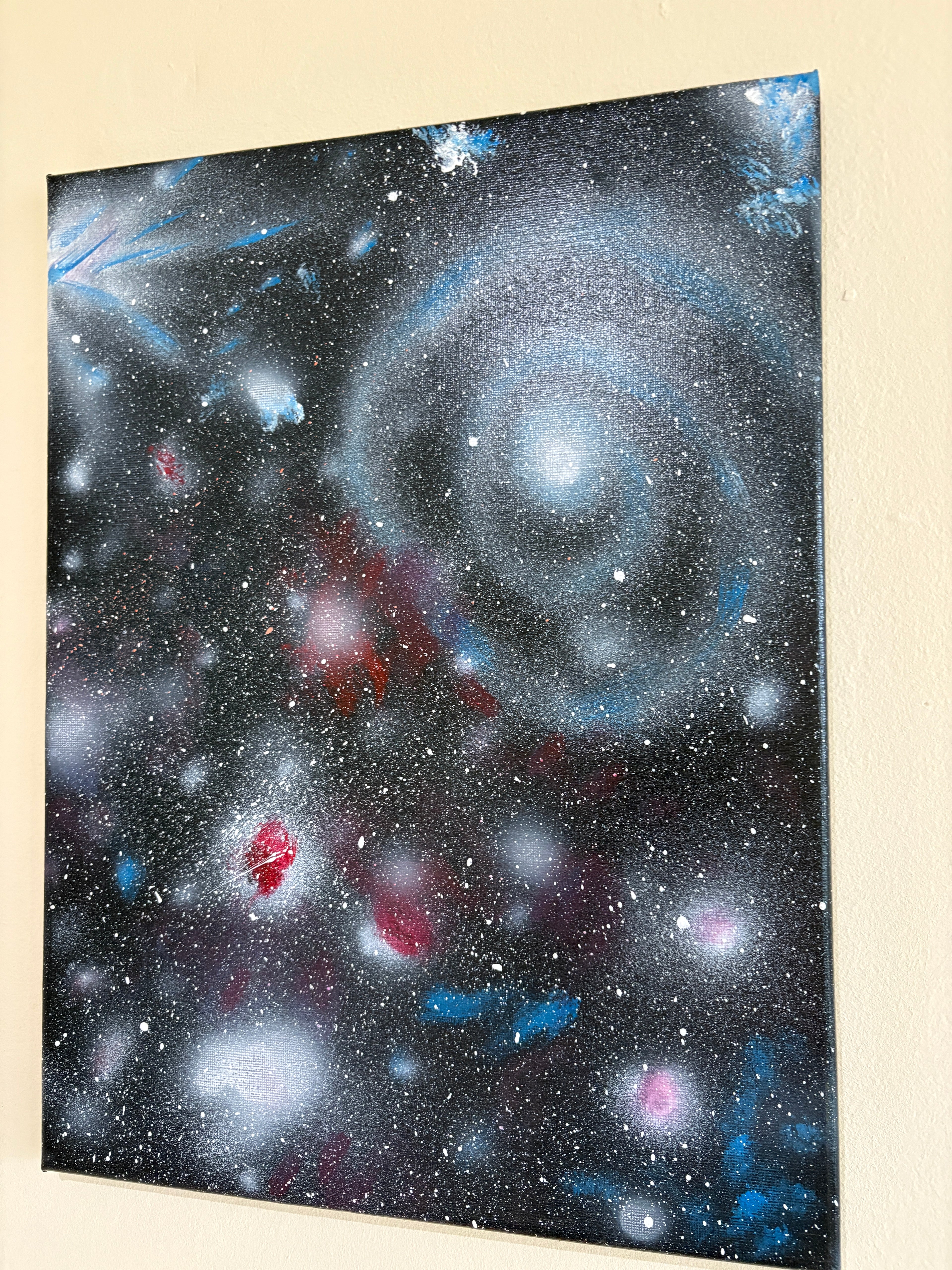 Distant multiple galaxies spacescape - Original Acrylic painting 40 x 30 cm