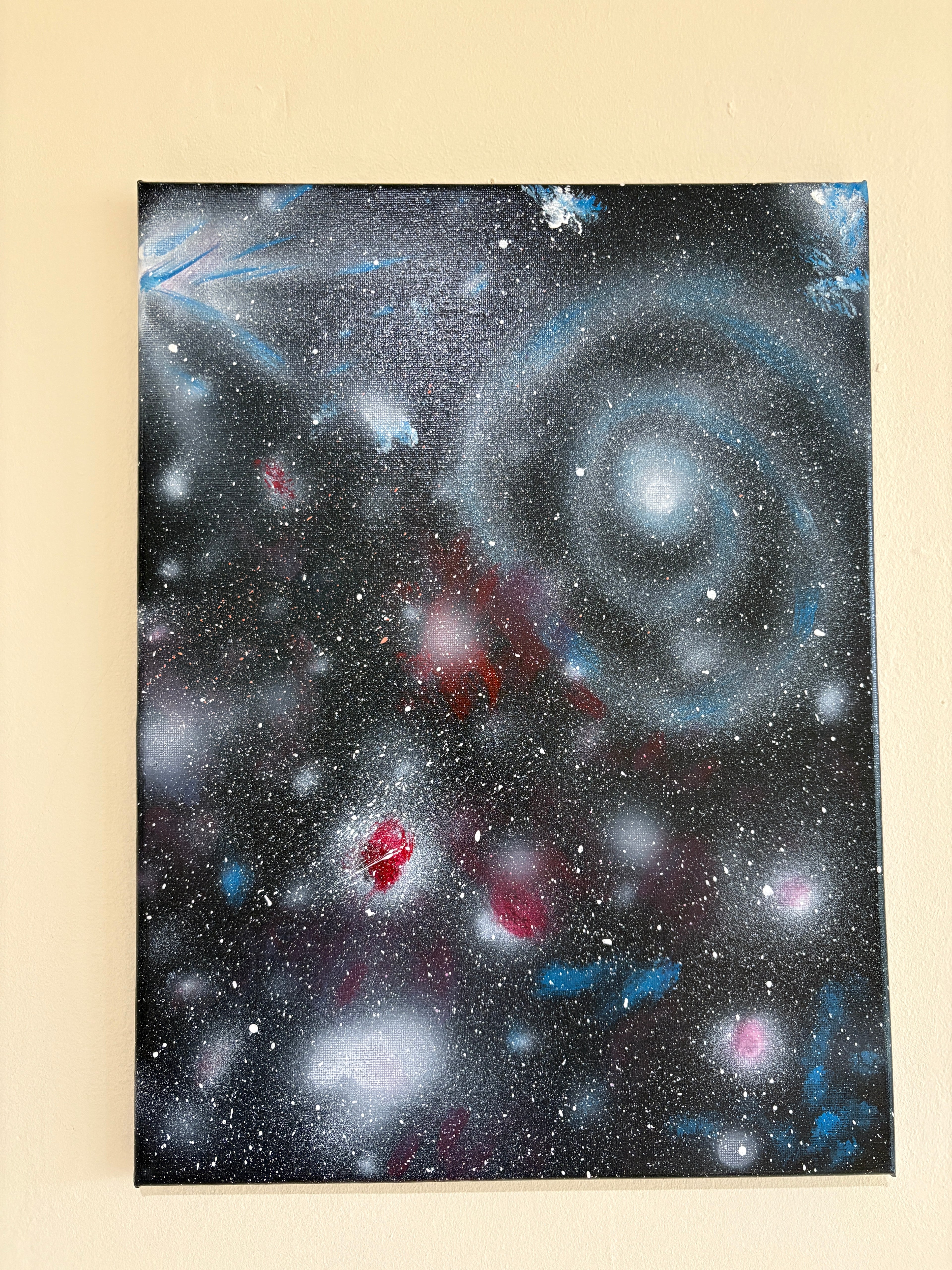Distant multiple galaxies spacescape - Original Acrylic painting 40 x 30 cm