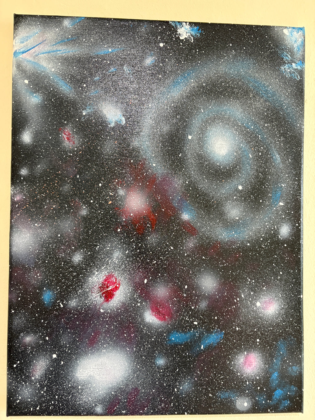 Distant multiple galaxies spacescape - Original Acrylic painting 40 x 30 cm