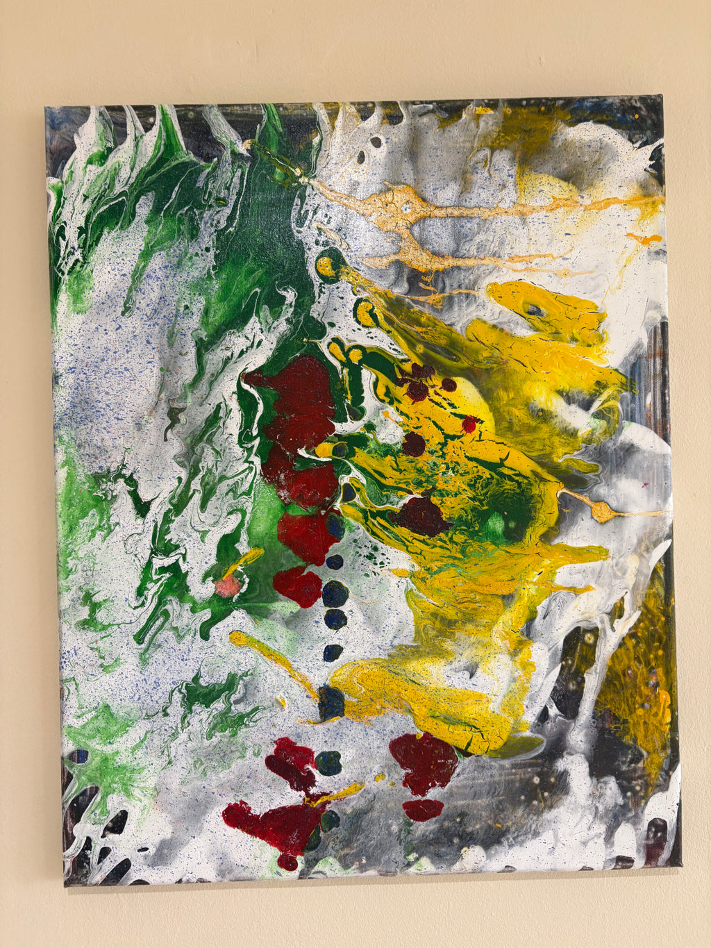 Vibrant swirling multicolours - Original Acrylic Abstract painting 40 x 50 cm