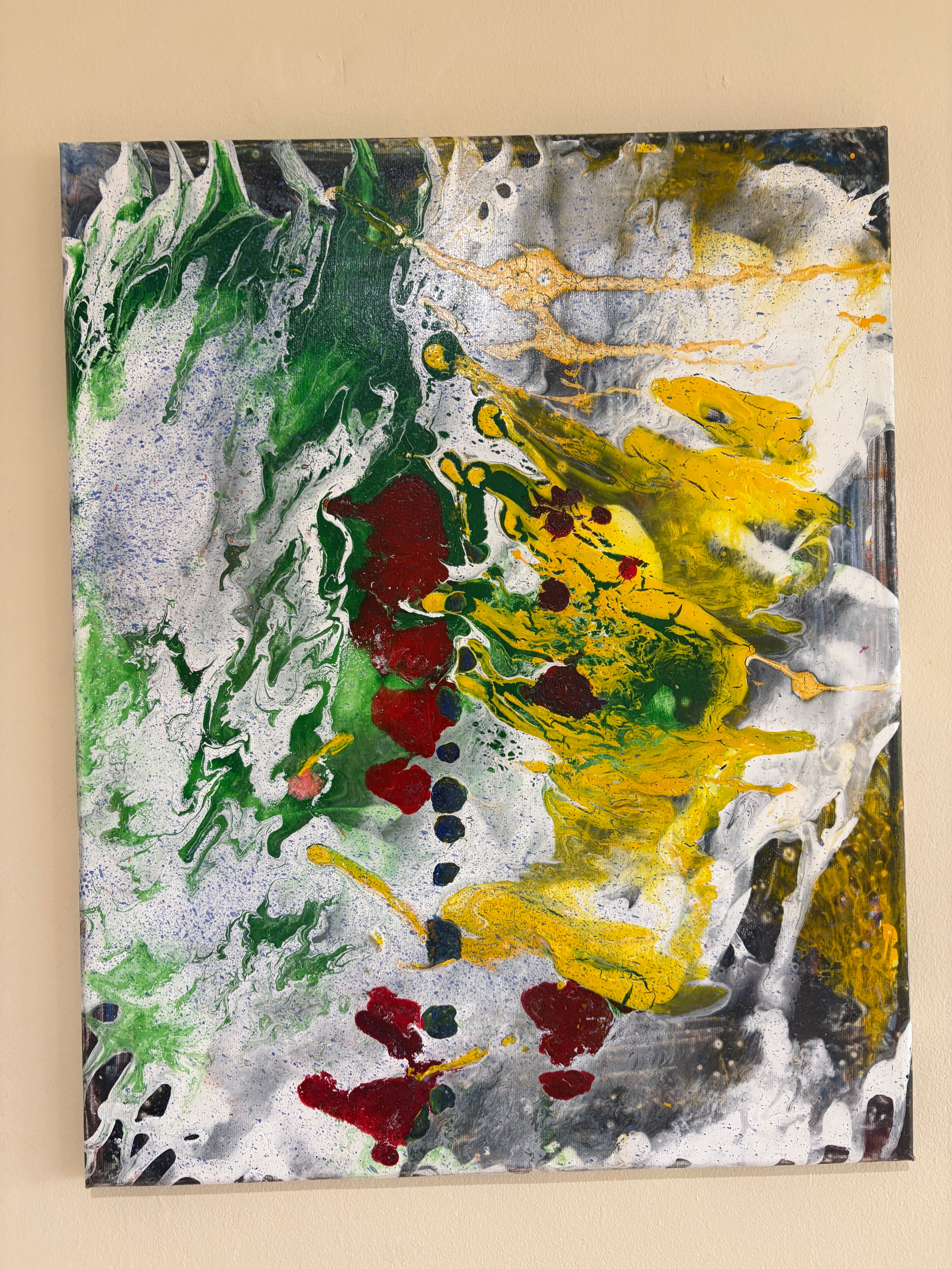 Vibrant swirling multicolours - Original Acrylic Abstract painting 40 x 50 cm