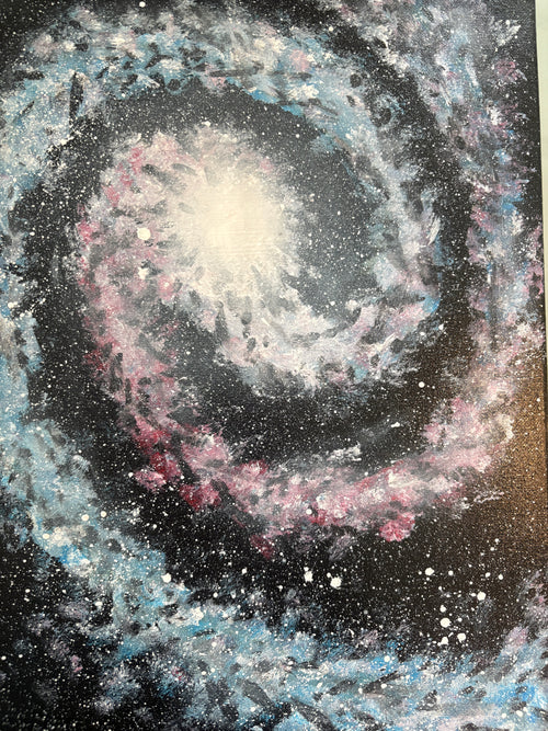 Blue Pink Spiral galaxy- Original Acrylic painting 40 x 30 cm