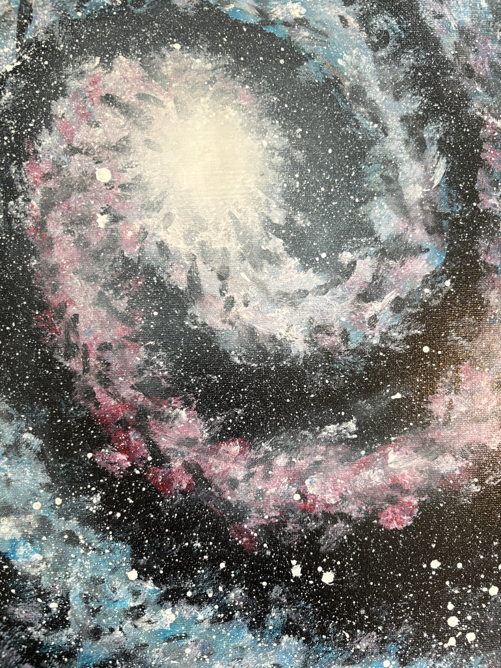 Blue Pink Spiral galaxy- Original Acrylic painting 40 x 30 cm