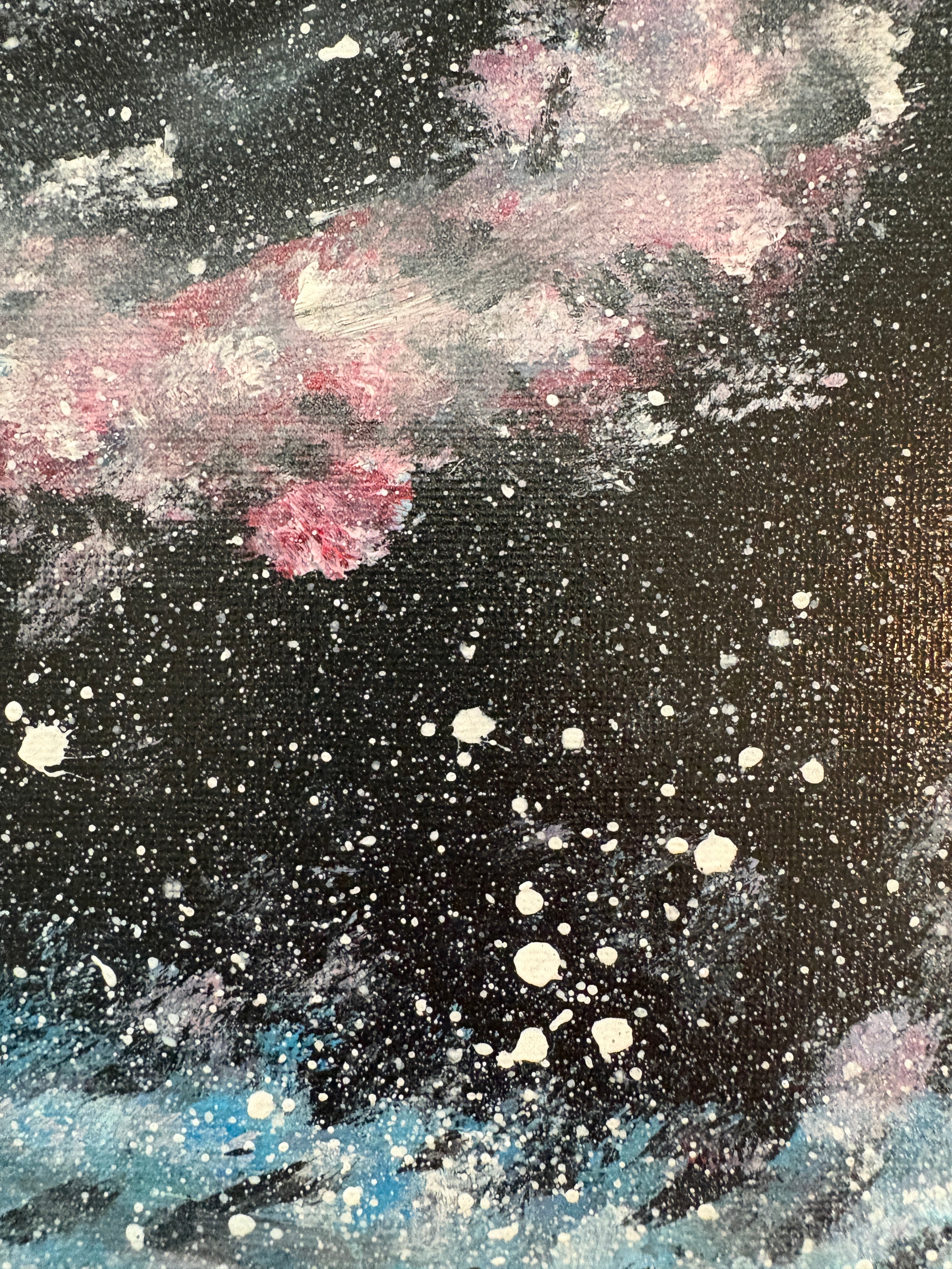 Blue Pink Spiral galaxy- Original Acrylic painting 40 x 30 cm
