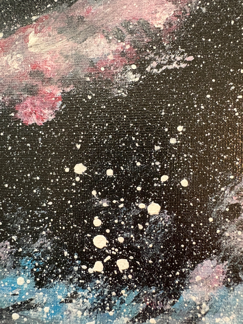 Blue Pink Spiral galaxy- Original Acrylic painting 40 x 30 cm
