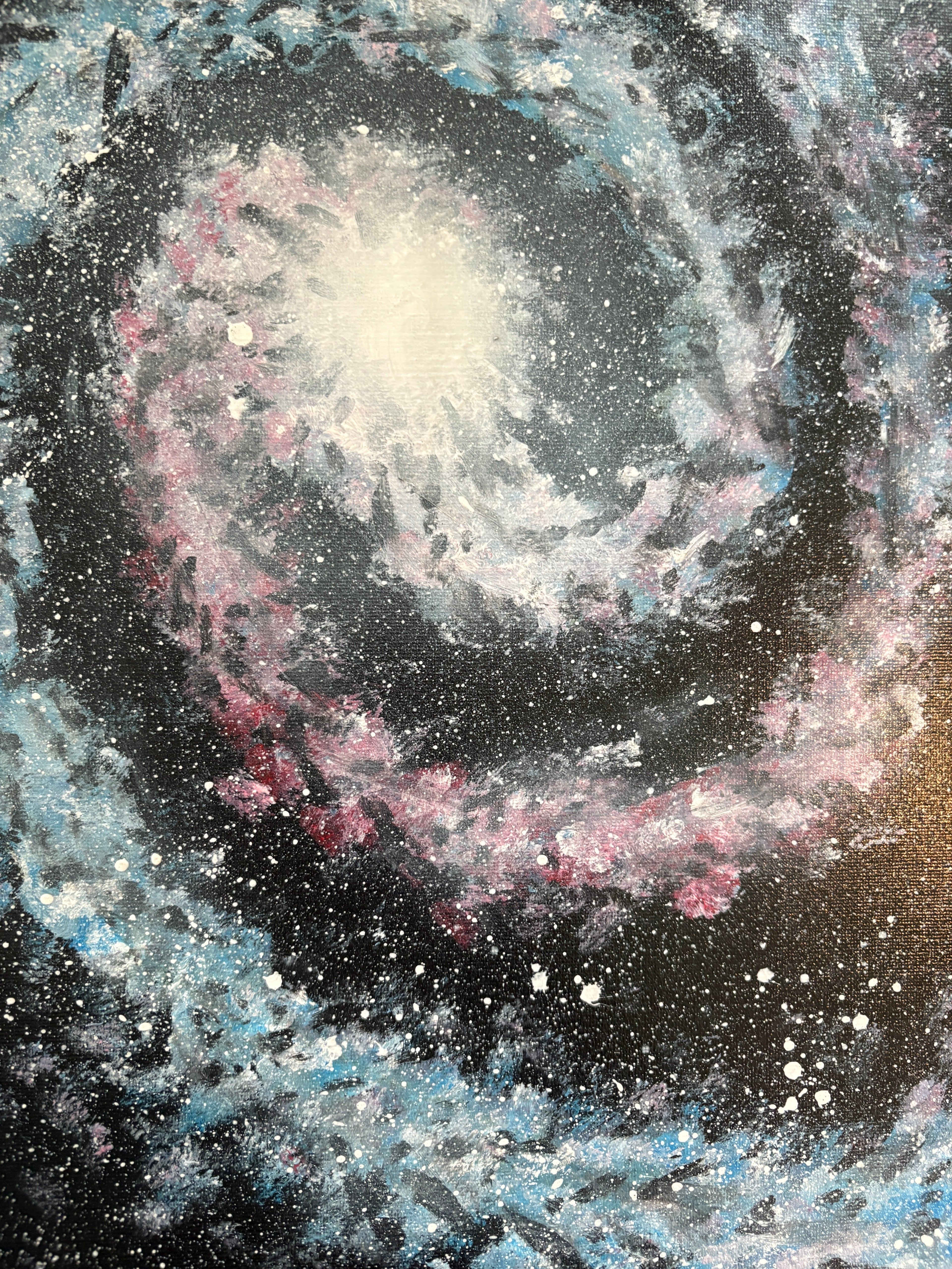 Blue Pink Spiral galaxy- Original Acrylic painting 40 x 30 cm