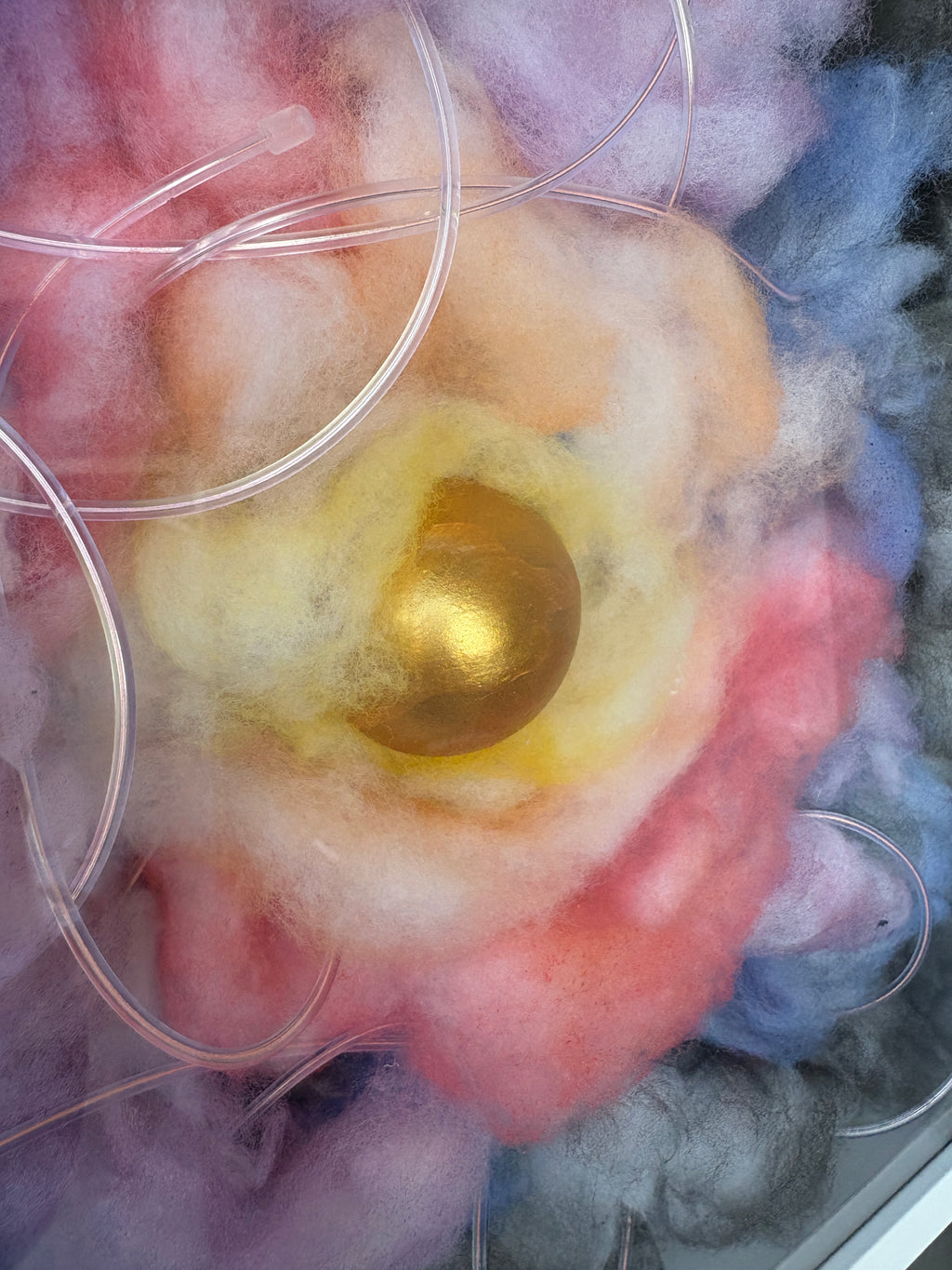 Shadow Box Mystery 4 - Egg in multicoloured flashing sky - box frame - 37 x 37 x 6cm