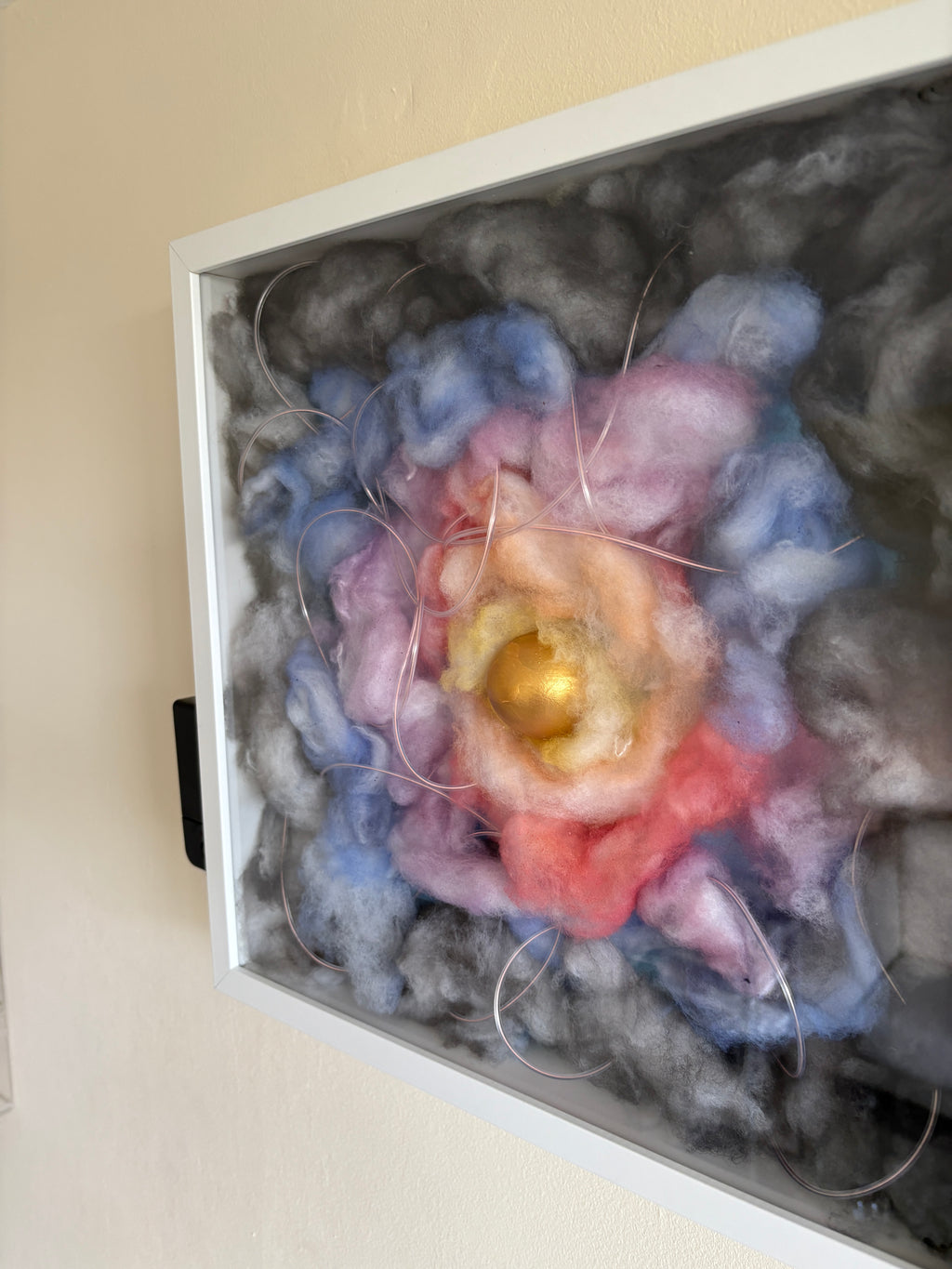 Shadow Box Mystery 4 - Egg in multicoloured flashing sky - box frame - 37 x 37 x 6cm