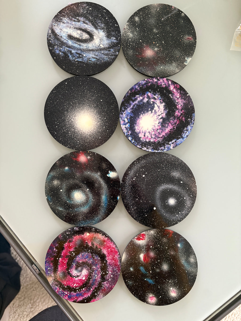 Space Warping - a set of 8 small space paintings 20 x 20cm