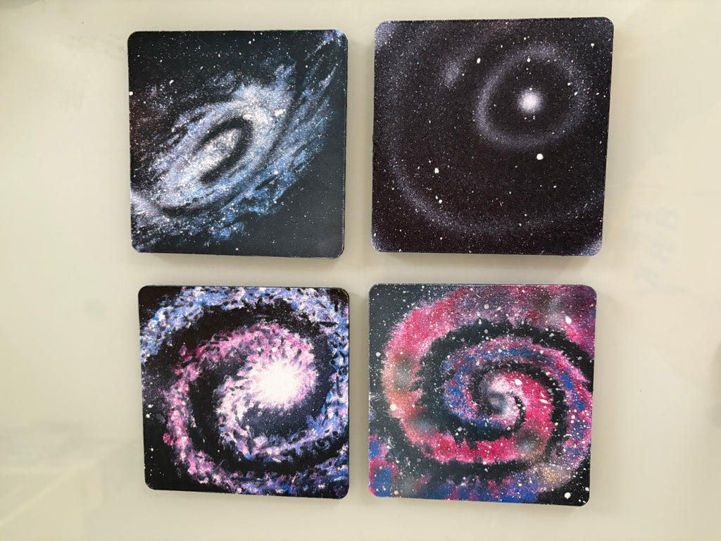 Galaxies - 4 Spacescapes - Original Acrylic painting - 20 x 20 cm