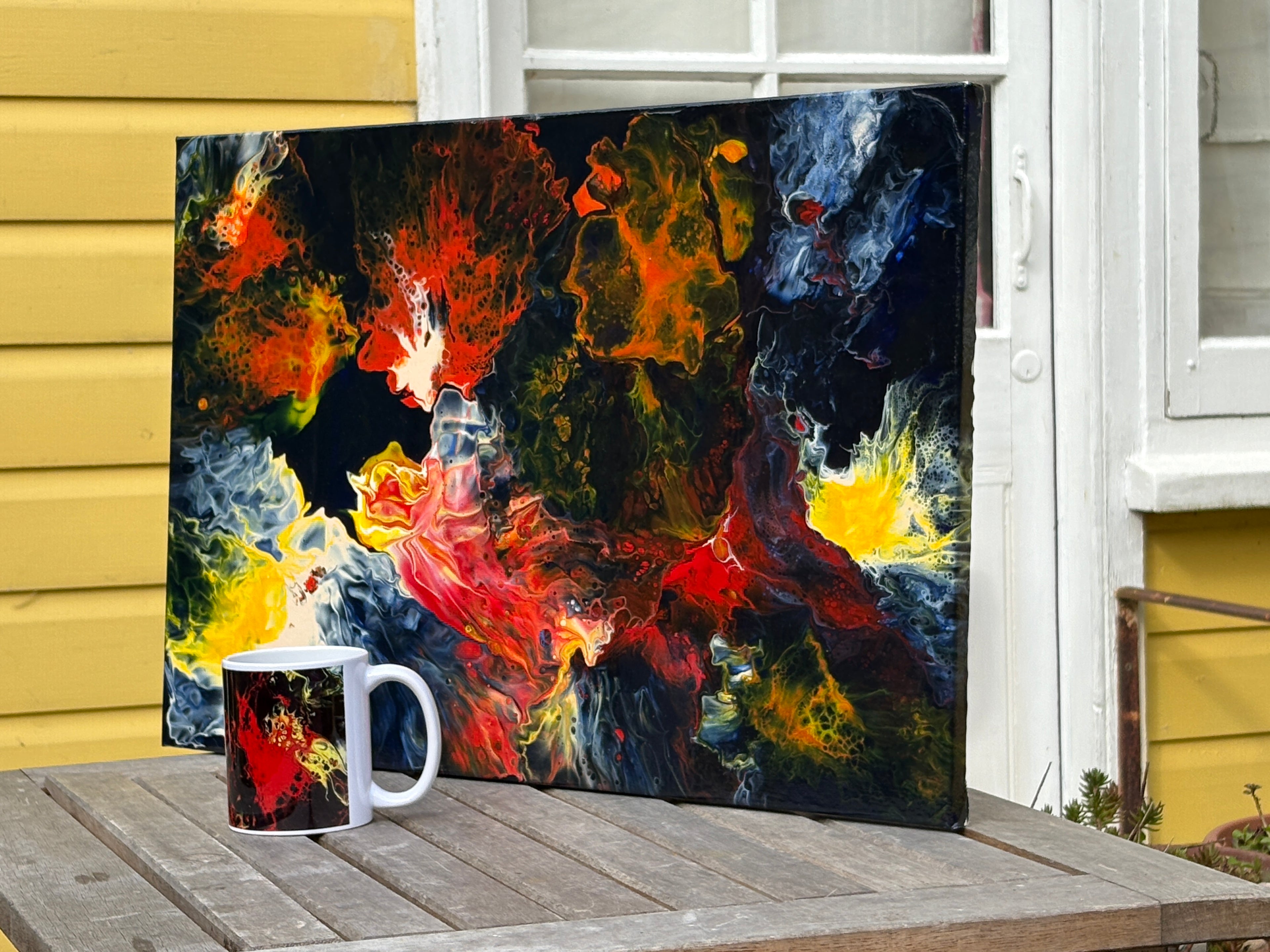 Super Nova Splash - Original Painting, acrylic paint pour - 40.6cm x 61 cm