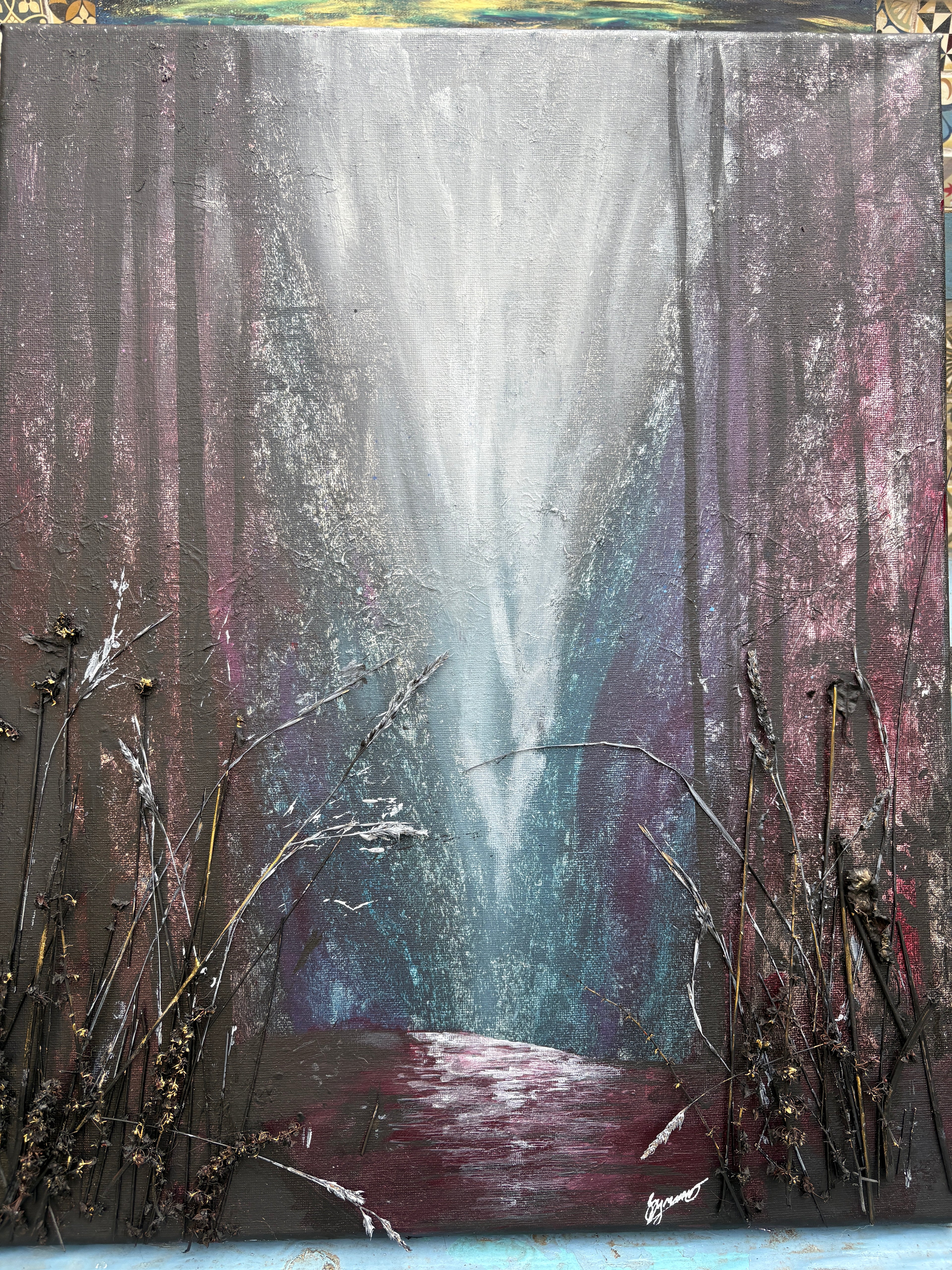 Wild Renewal - Original Mixed‑Media Abstract Painting in Acrylic, Ink & Dried Botanicals