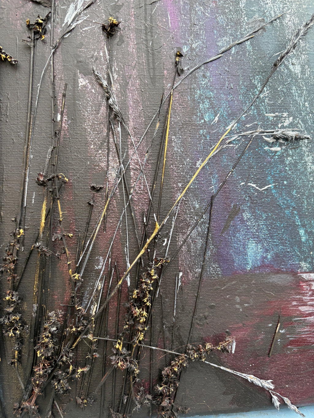 Wild Renewal - Original Mixed‑Media Abstract Painting in Acrylic, Ink & Dried Botanicals