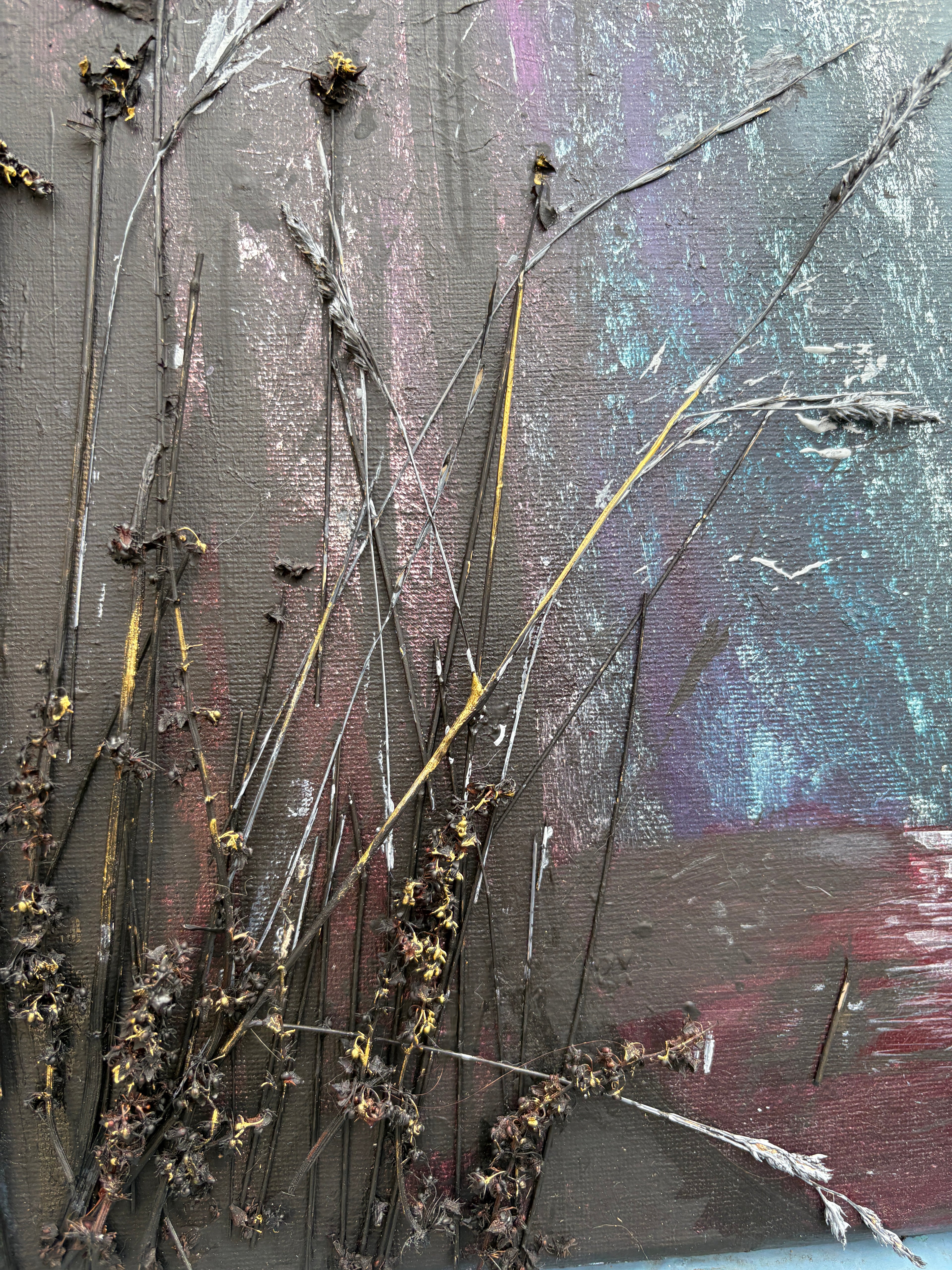 Wild Renewal - Original Mixed‑Media Abstract Painting in Acrylic, Ink & Dried Botanicals