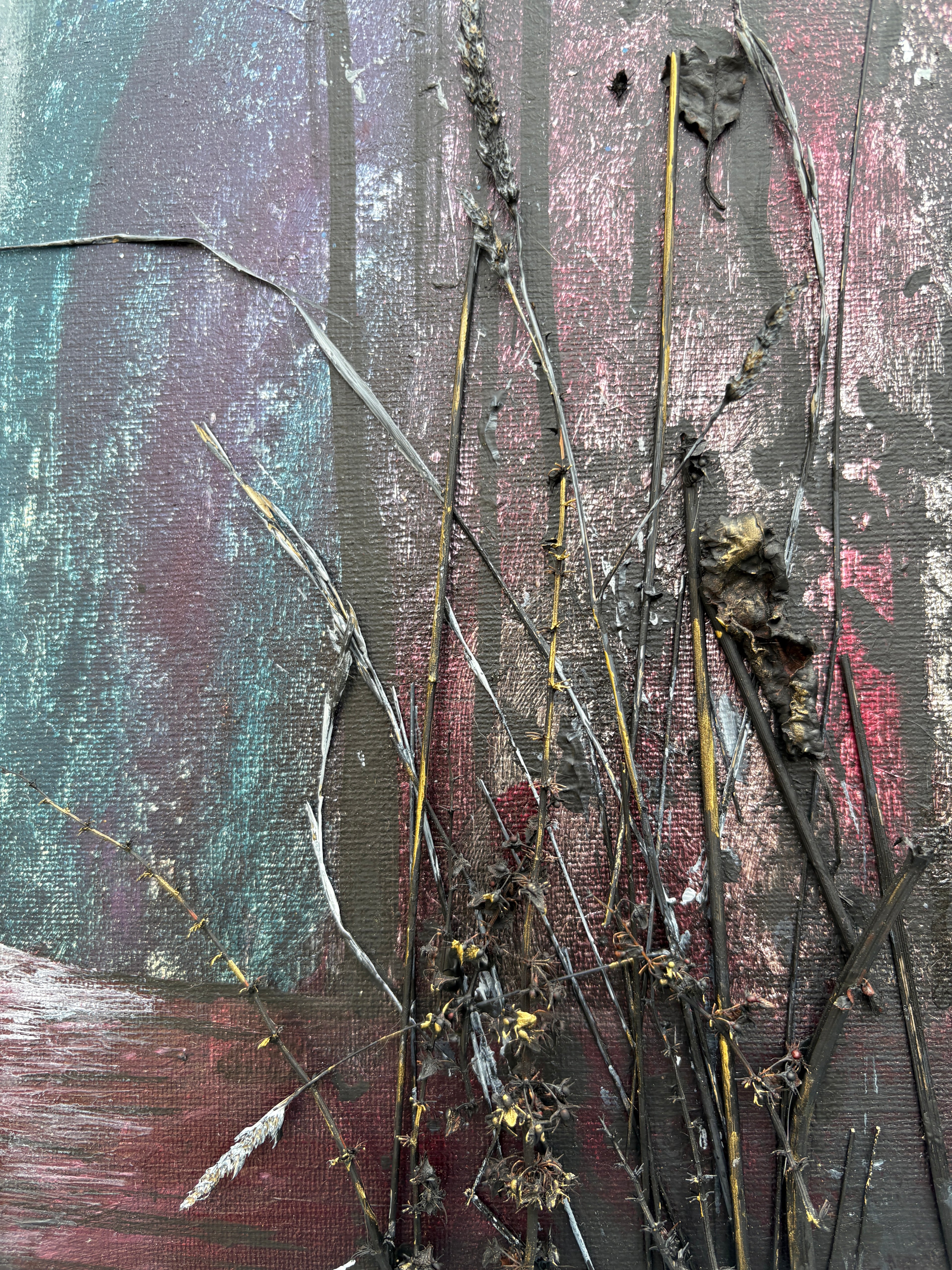 Wild Renewal - Original Mixed‑Media Abstract Painting in Acrylic, Ink & Dried Botanicals