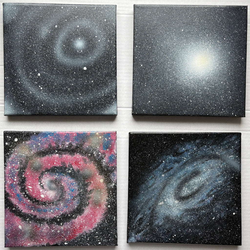 Galaxies - 4 Spacescapes - Original Acrylic painting - 20 x 20 cm