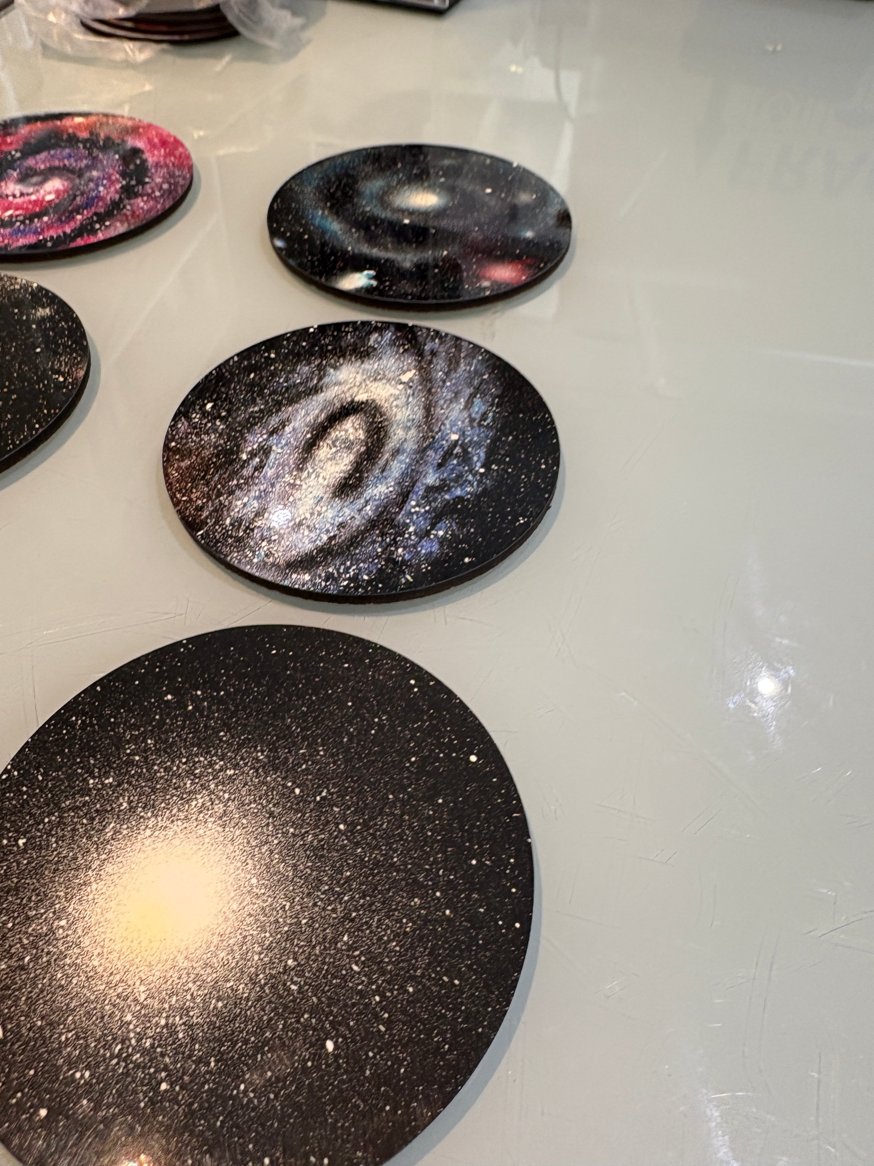 Set A of 8 galaxy paintings Art drink coasters 10cm