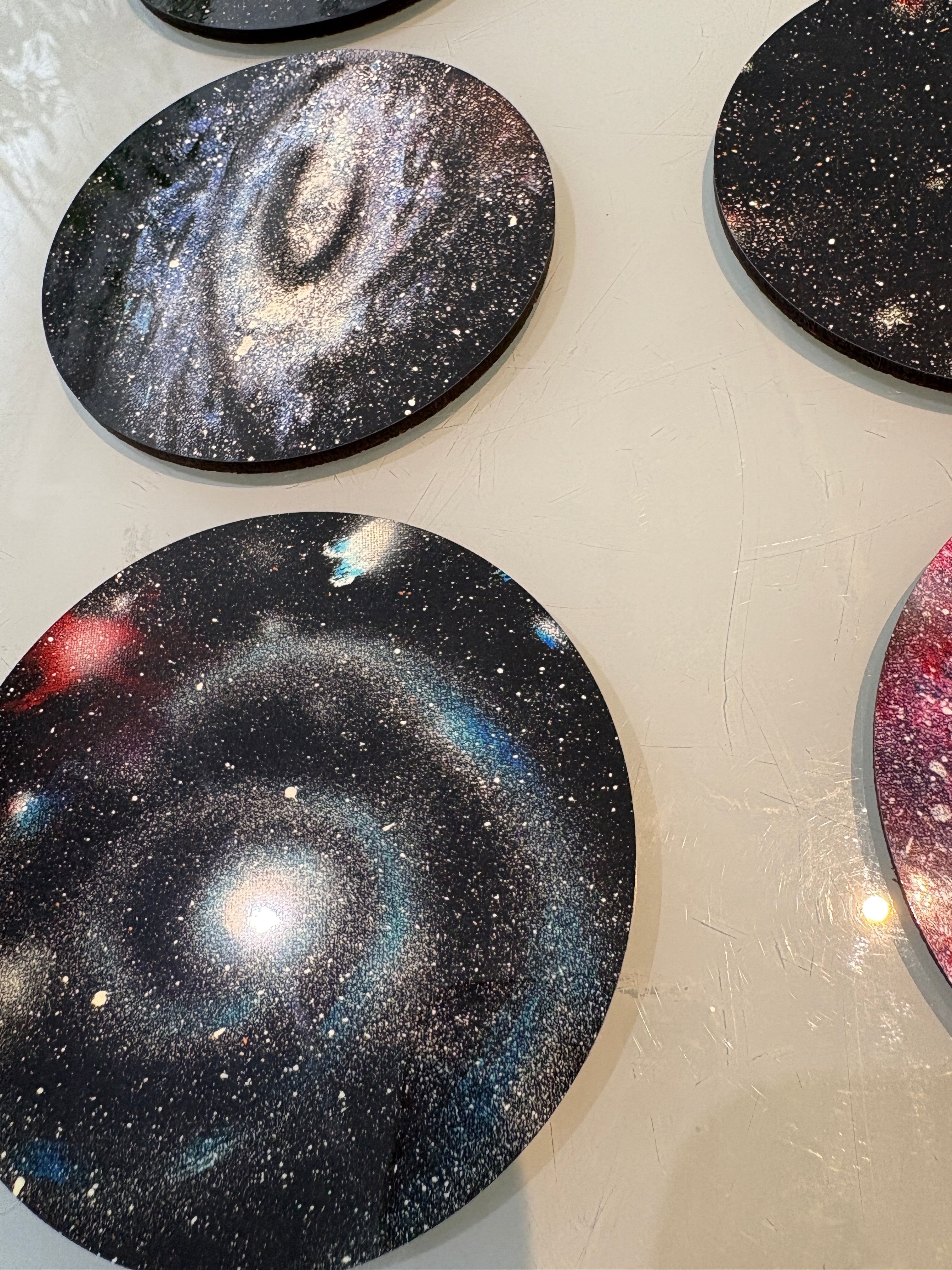 Set A of 8 galaxy paintings Art drink coasters 10cm