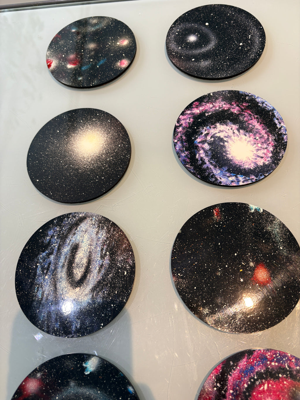 Set A of 8 galaxy paintings Art drink coasters 10cm
