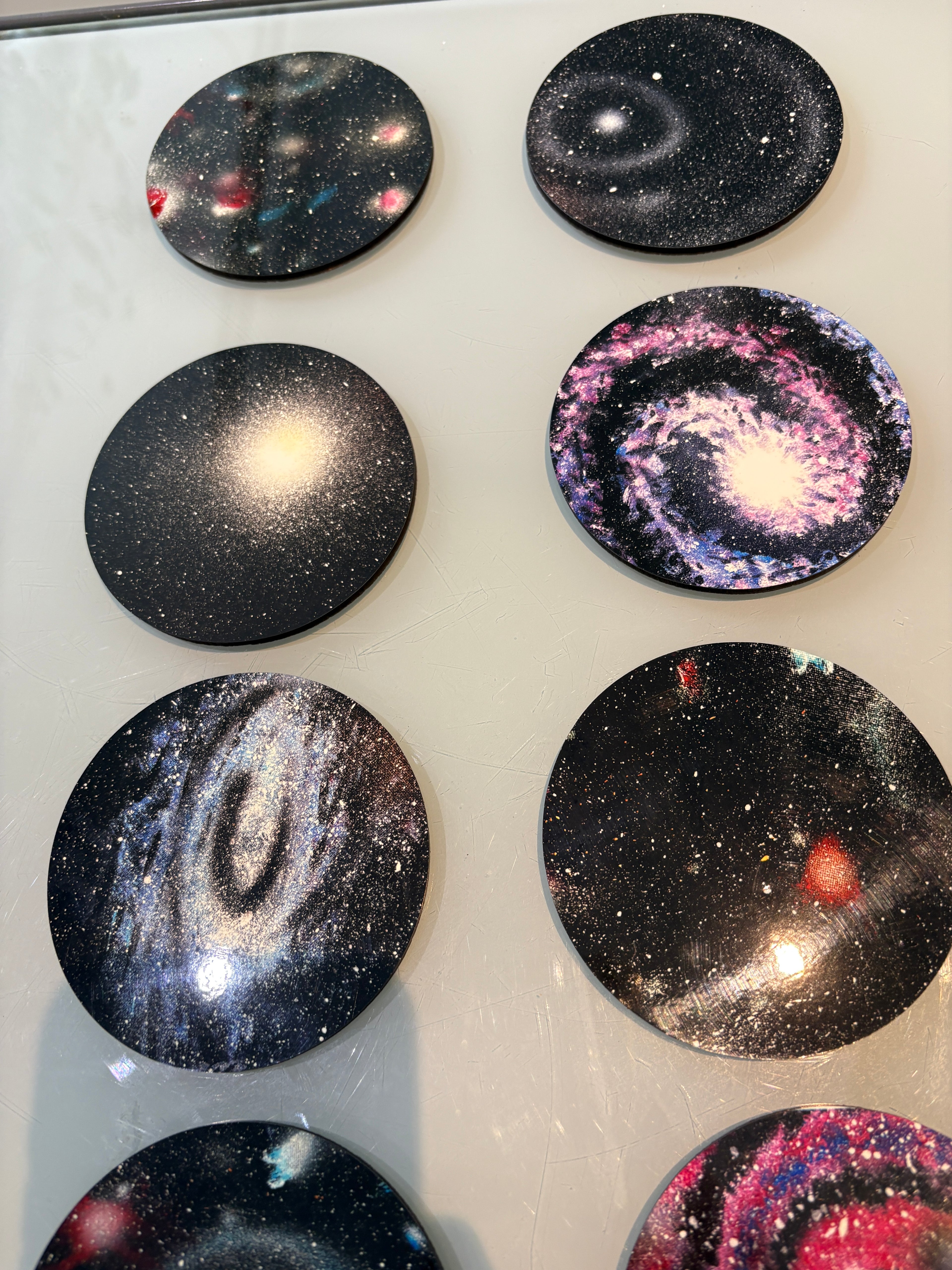 Set A of 8 galaxy paintings Art drink coasters 10cm