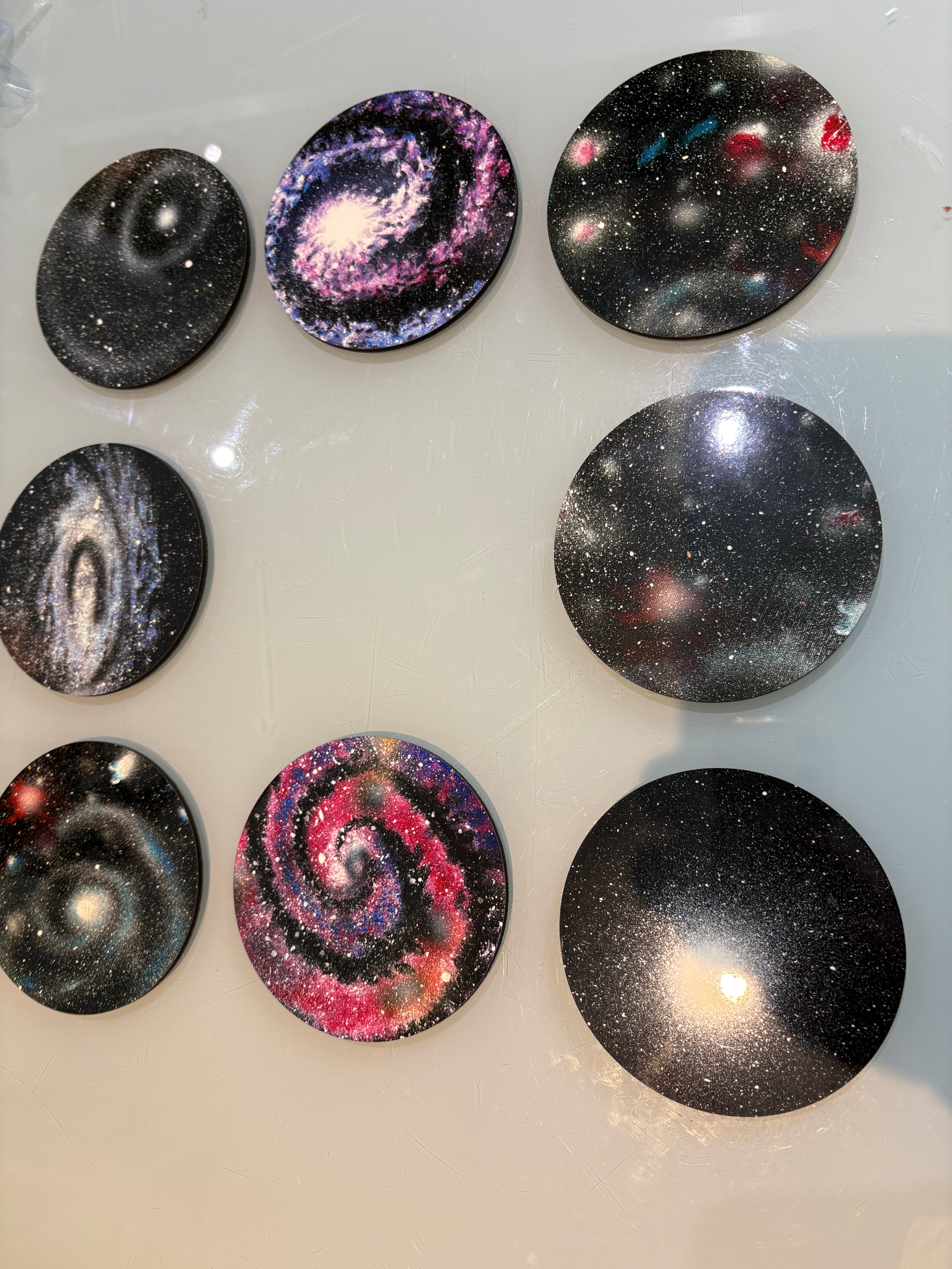 Set B of 8 galaxy paintings Art drink coasters 10cm
