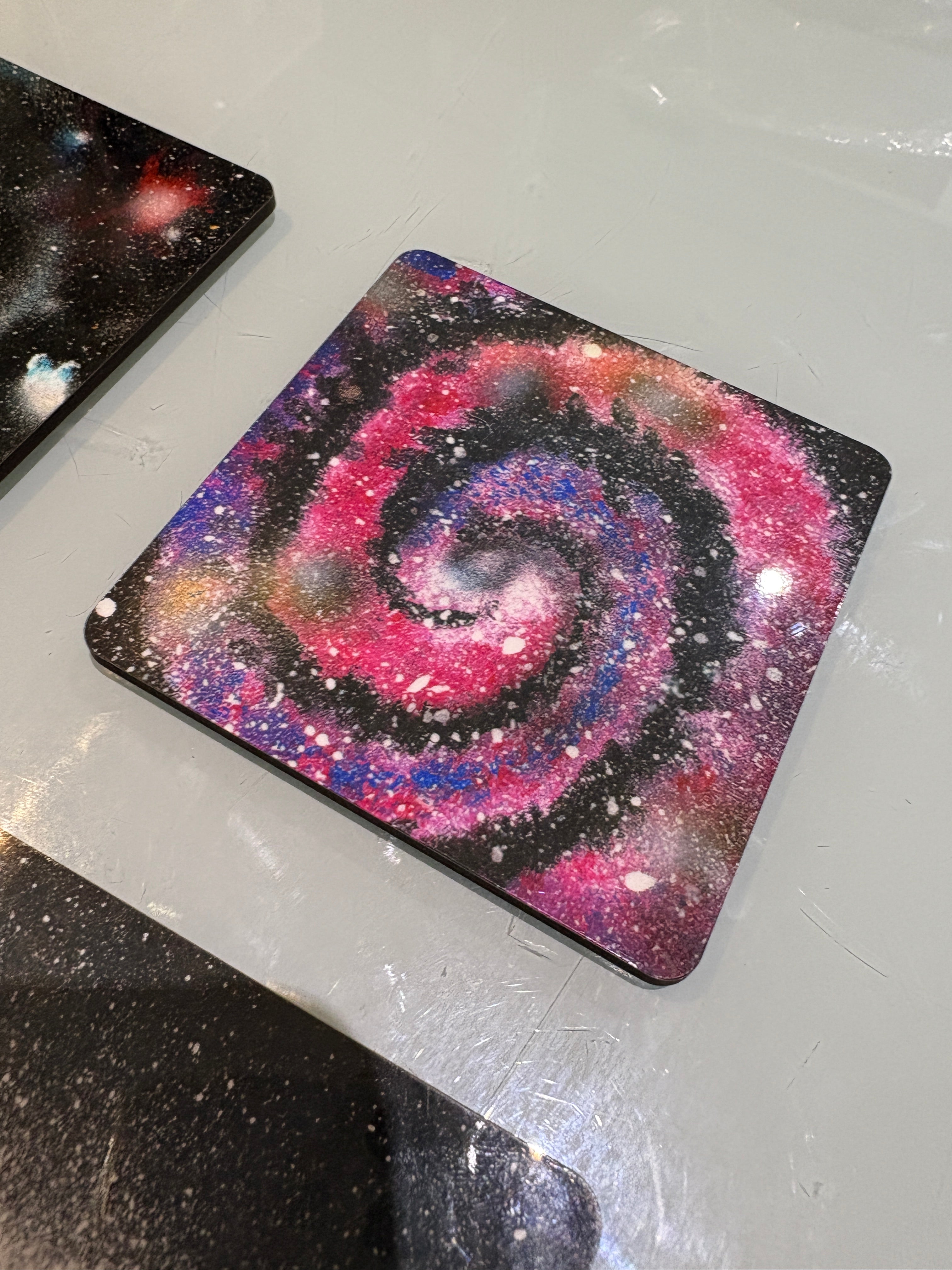 Set C of 4 Galaxy paintings Art square drink coasters 10cm
