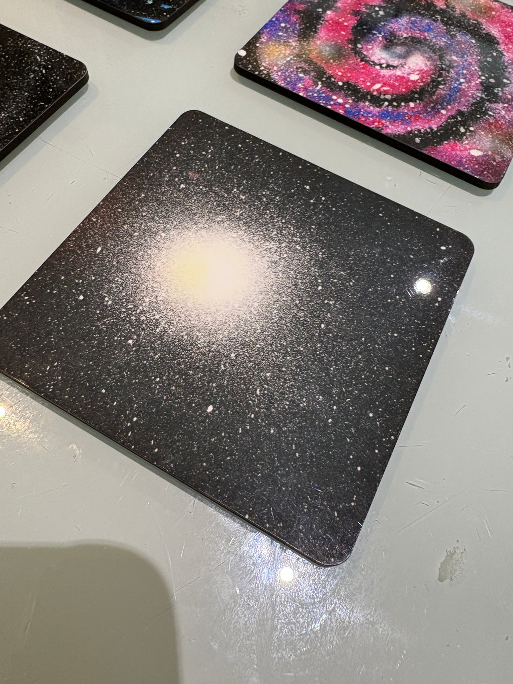 Set C of 4 Galaxy paintings Art square drink coasters 10cm