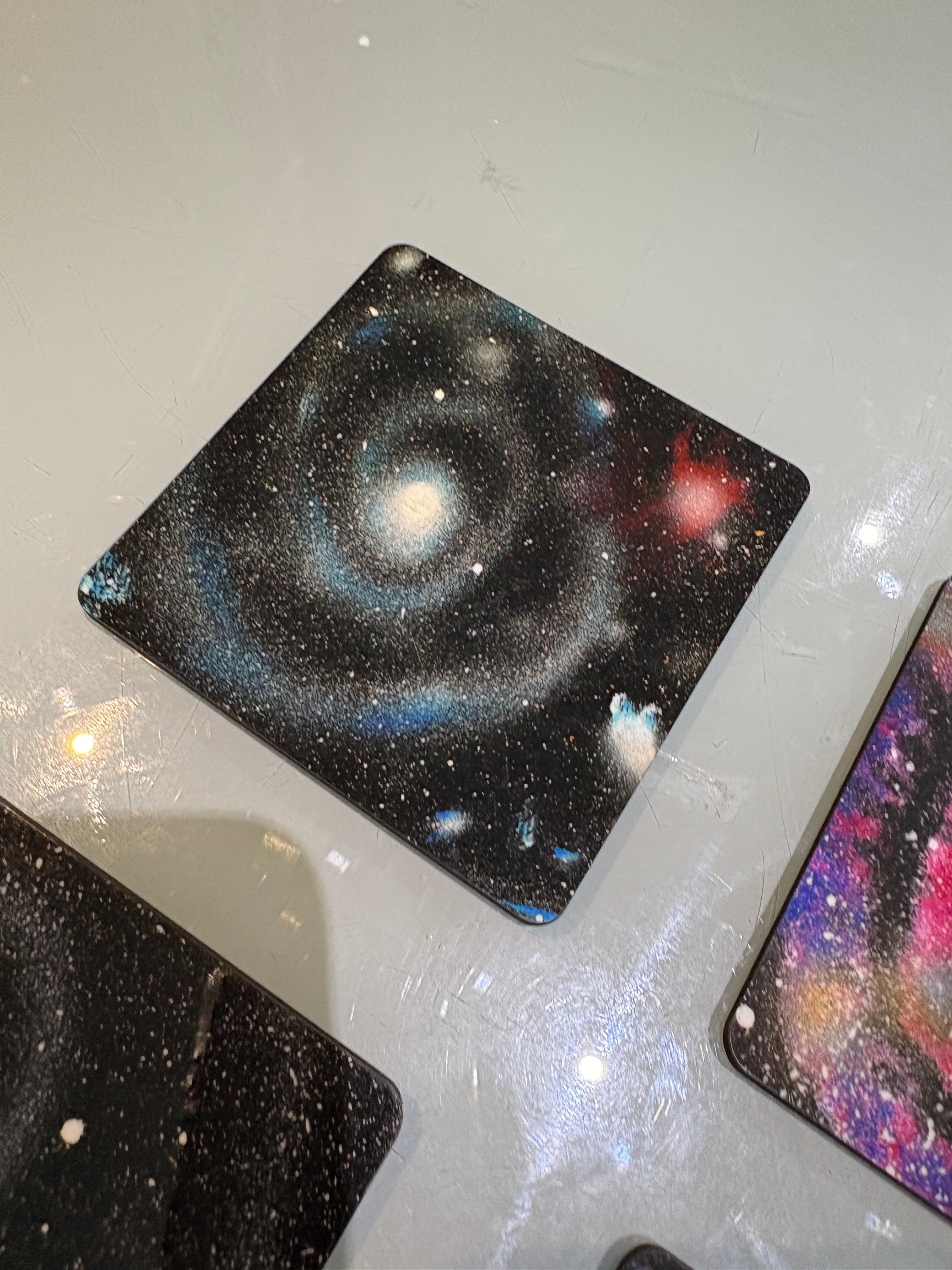 Set C of 4 Galaxy paintings Art square drink coasters 10cm