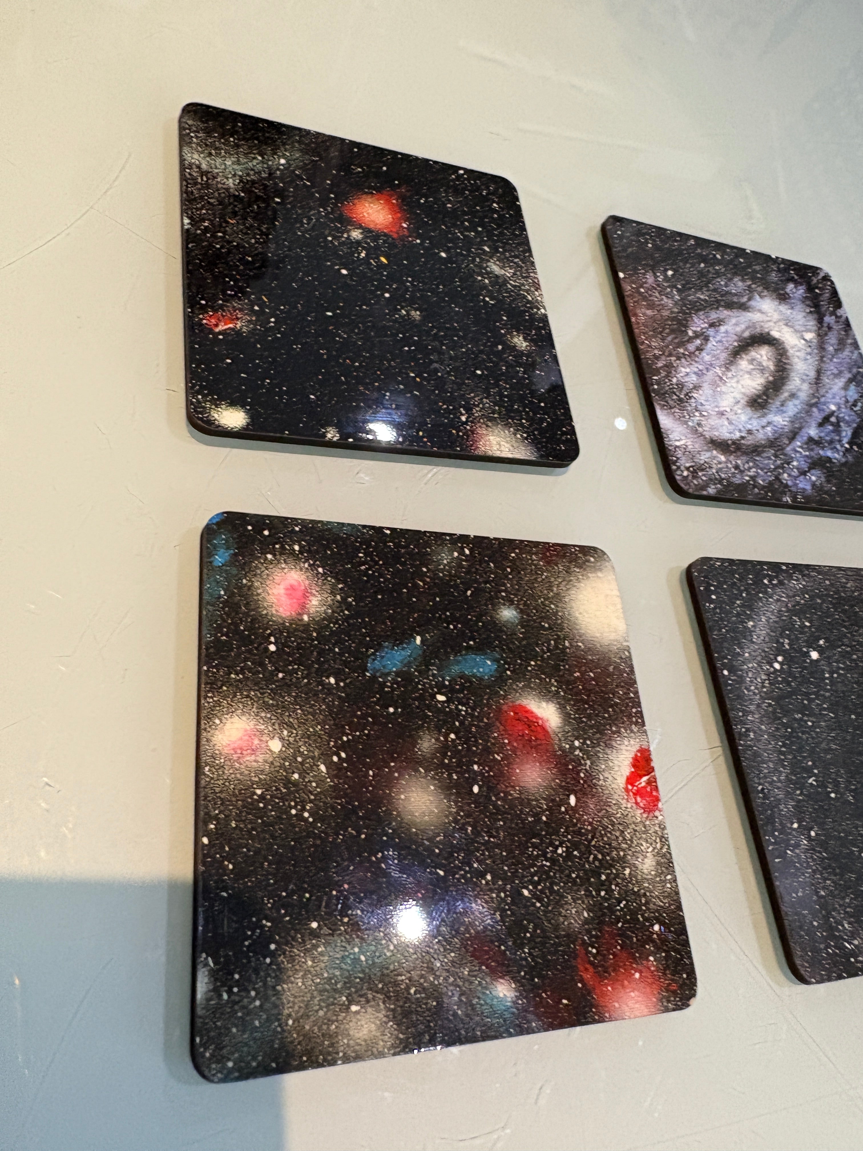 Set D of 4 Galaxy paintings Art square drink coasters 10cm