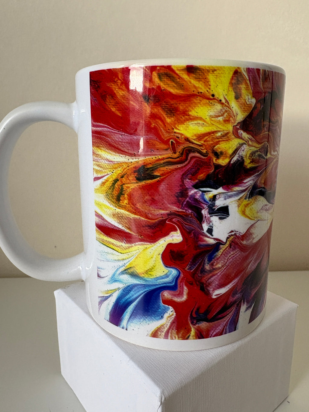 Set A of 4 Bright original design abstract Art Mugs (9oz/250ml)