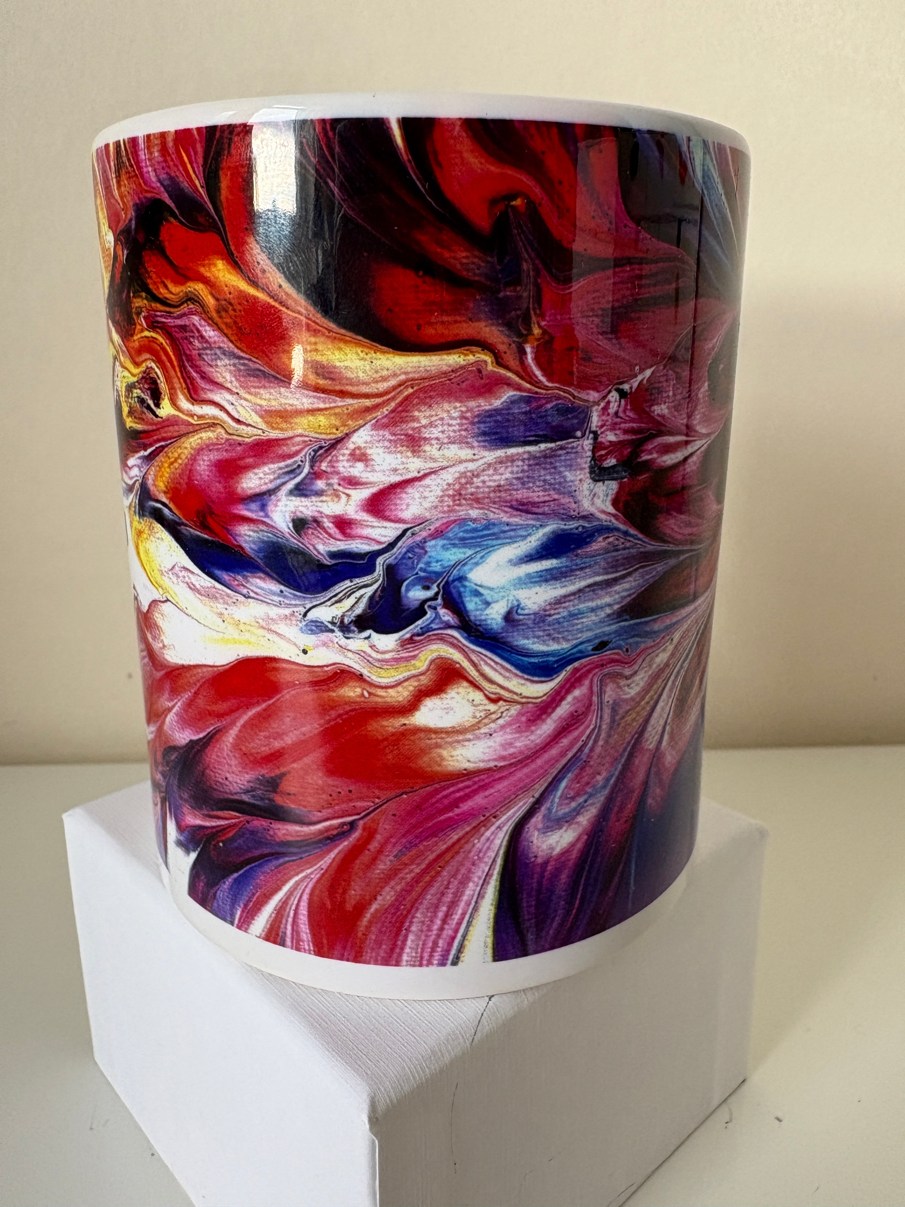 Set A of 4 Bright original design abstract Art Mugs (9oz/250ml)