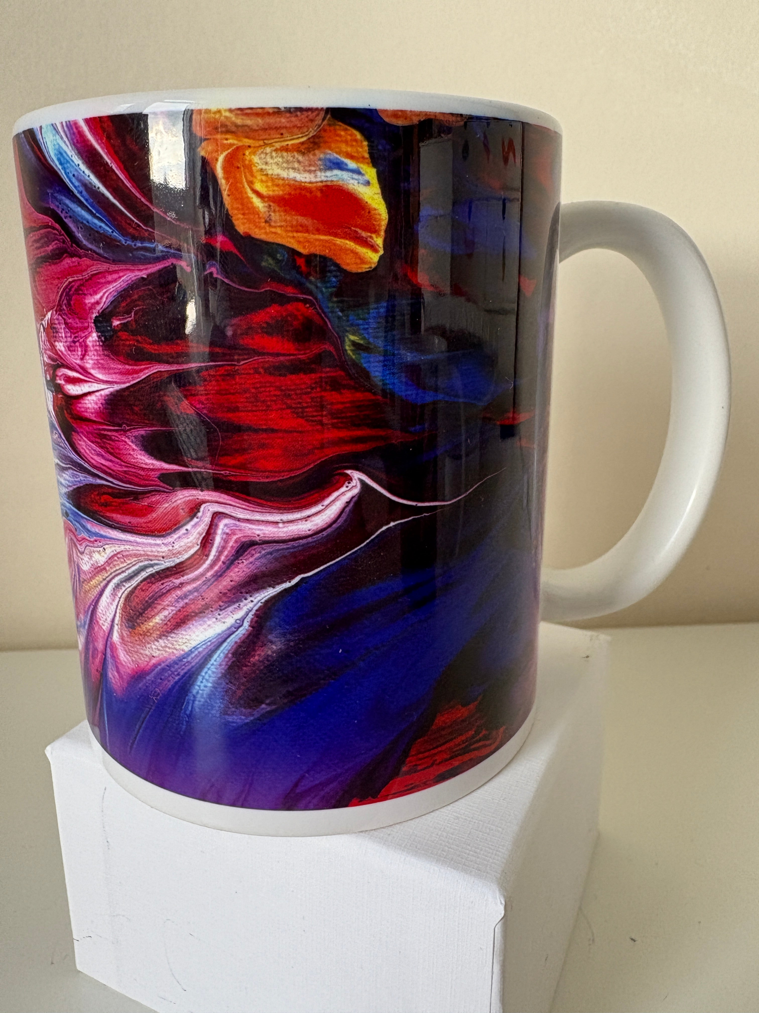 Set A of 4 Bright original design abstract Art Mugs (9oz/250ml)