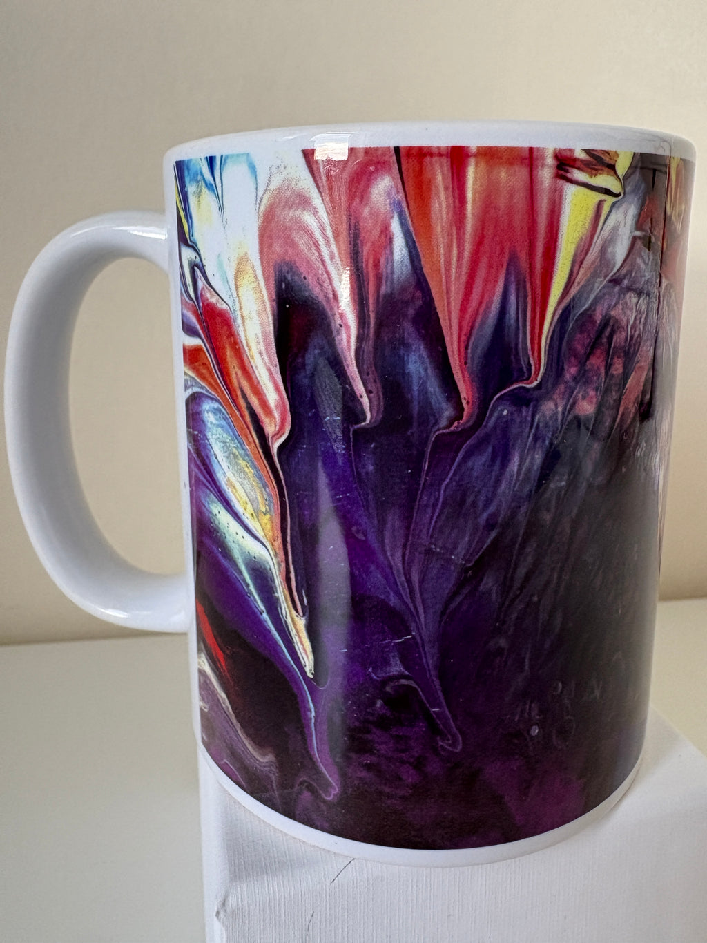 Set A of 4 Bright original design abstract Art Mugs (9oz/250ml)