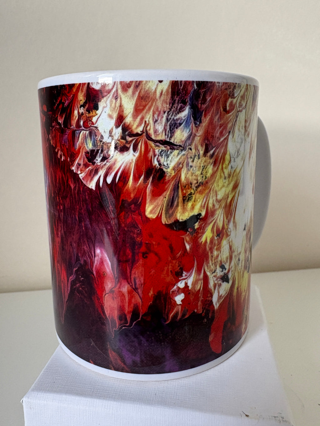 Set A of 4 Bright original design abstract Art Mugs (9oz/250ml)