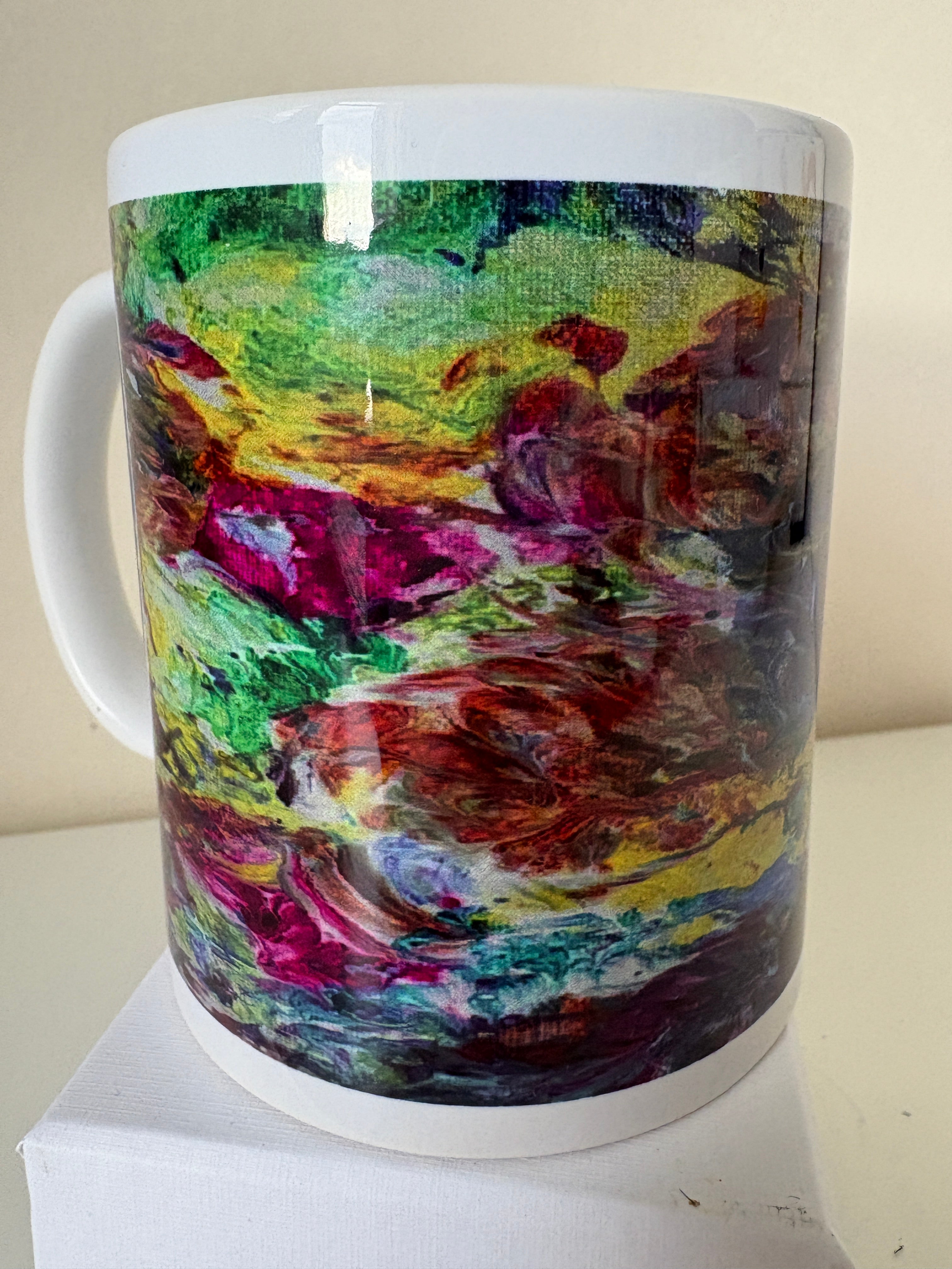Set A of 4 Bright original design abstract Art Mugs (9oz/250ml)