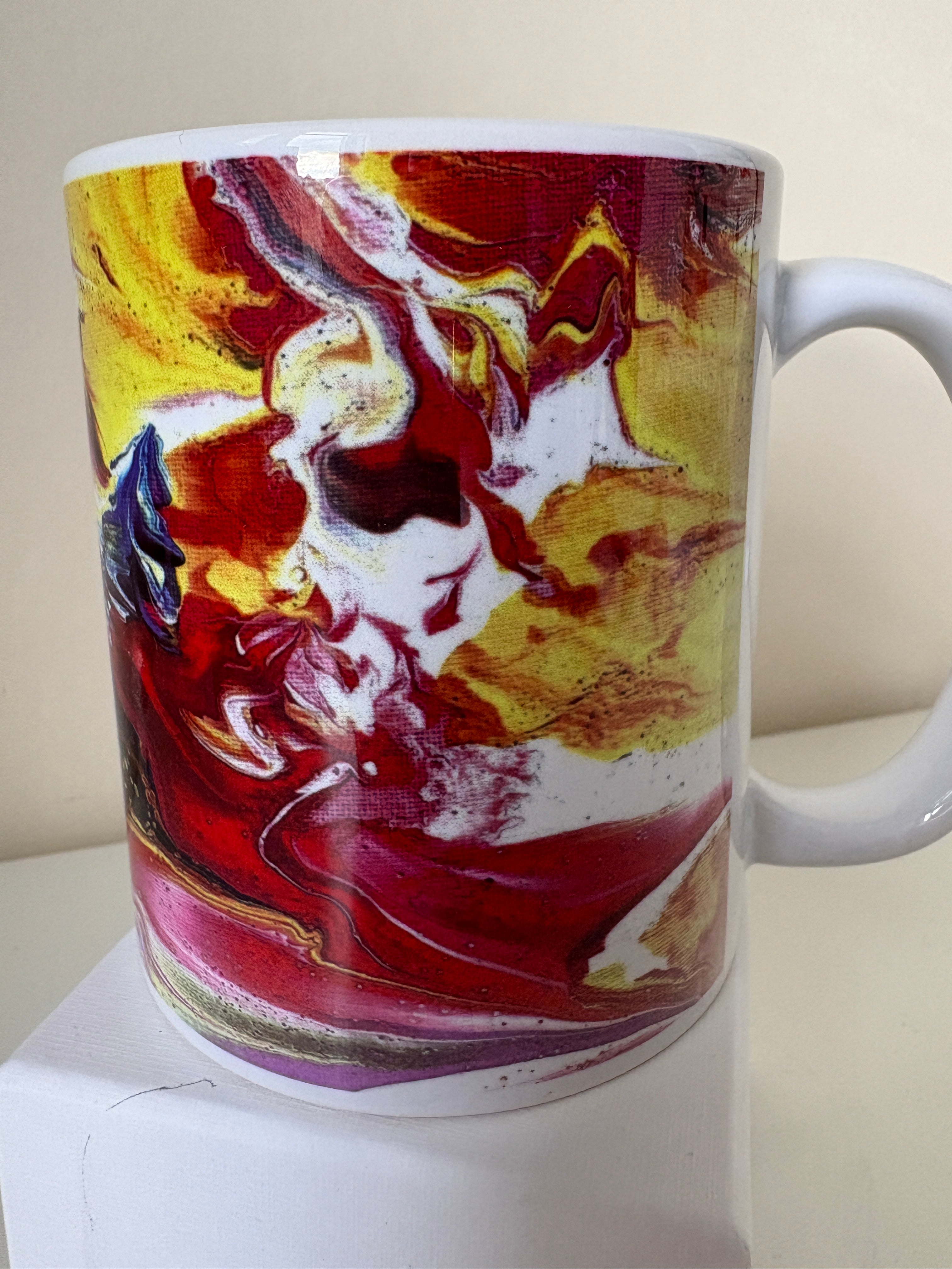 Set A of 4 Bright original design abstract Art Mugs (9oz/250ml)