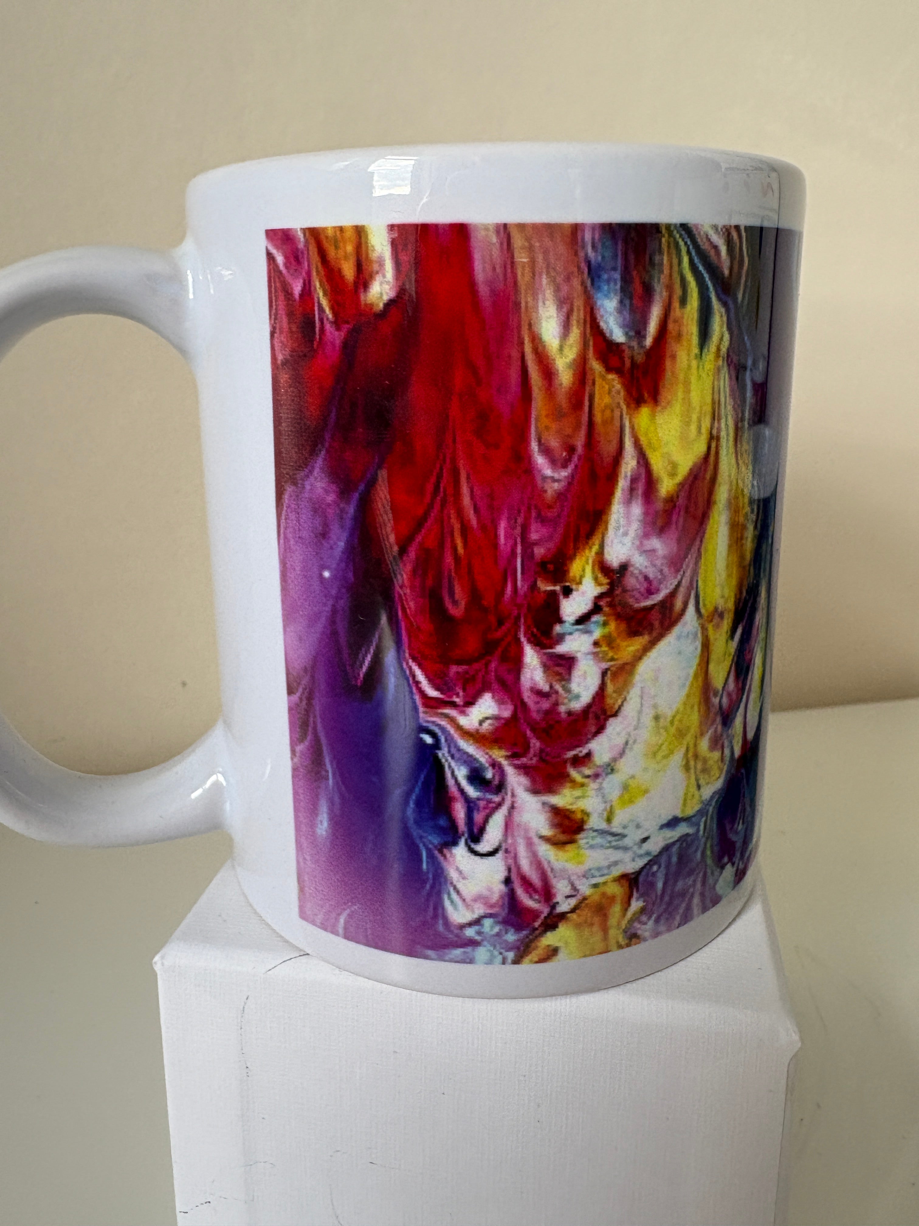 Set B of 4 Bright original design abstract Art Mugs (9oz/250ml)