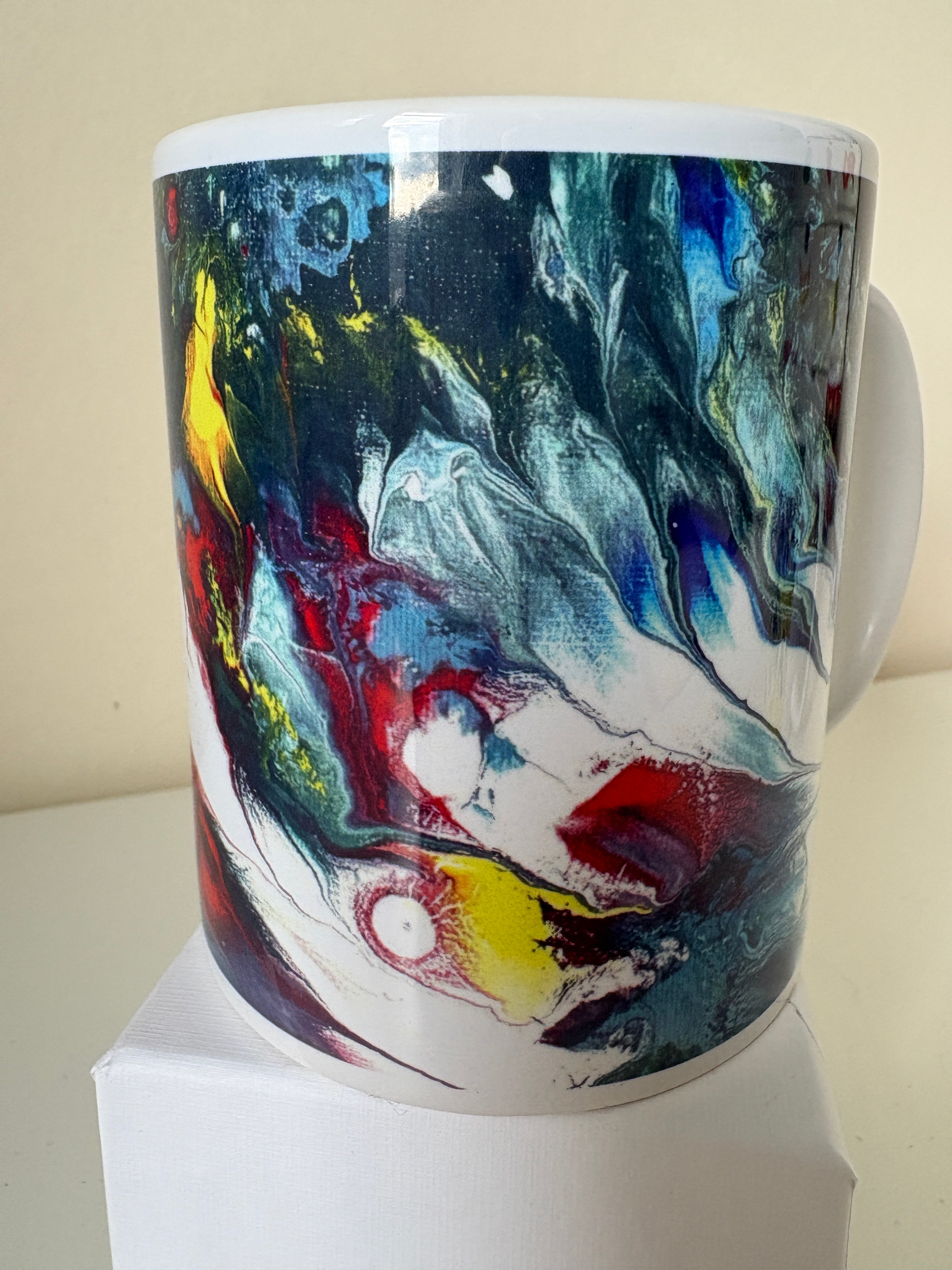 Set B of 4 Bright original design abstract Art Mugs (9oz/250ml)