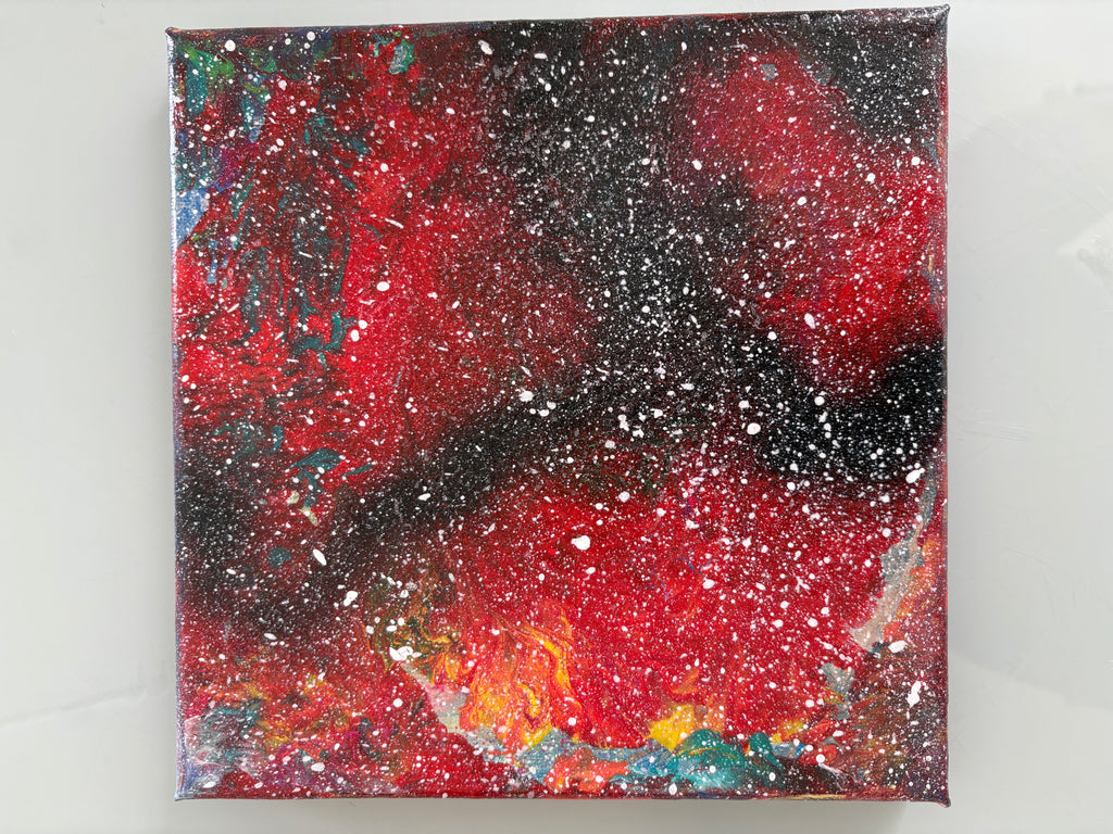 "Space Hot  / Space Cold" - Two Original Acrylic paintings - 20 x 20 cm